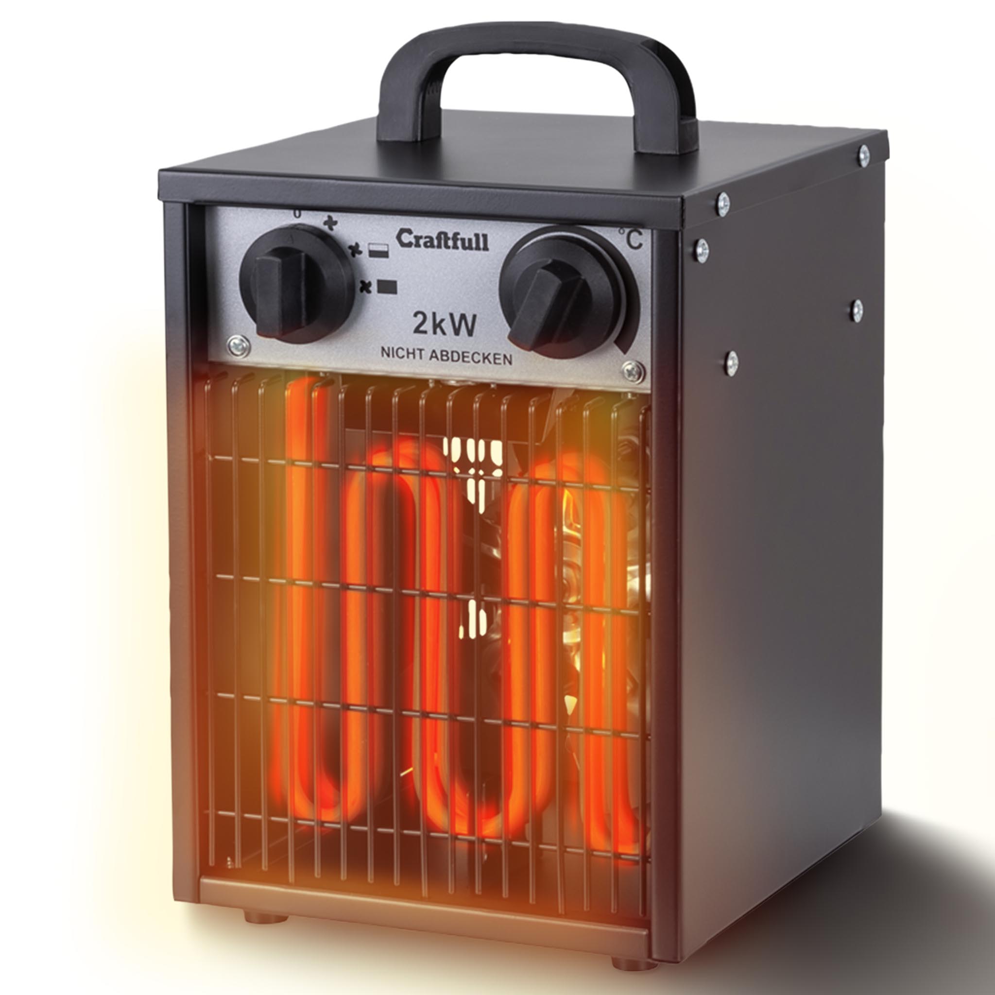 Craftfull Elektro-Heizl&uuml;fter HL200, 2000/3000 Watt, &Uuml;berhitzungsschutz, Thermostat, Griff, Stahl (2000 Watt) - Bild 1