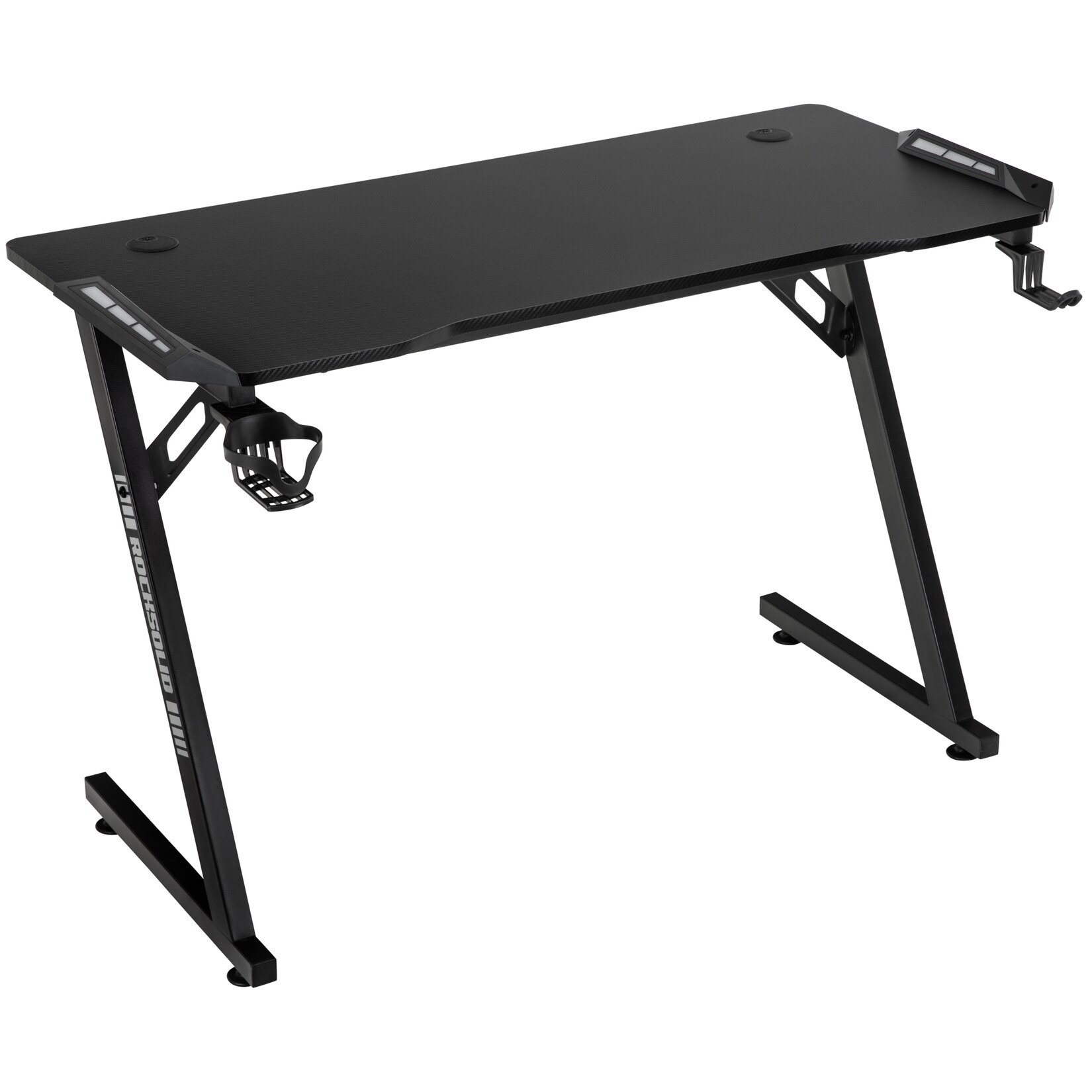 Elite Gaming-Tisch ROCKSOLID 2.0, Schreibtisch mit RGB-Beleuchtung, Carbon uvm (Fusion)