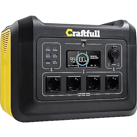 Craftfull Powerstation Adventure CP-2400, 2232 Wh, 2400 Watt, Lithium-Akku, 230-V-Steckdosen, USB - Bild 1