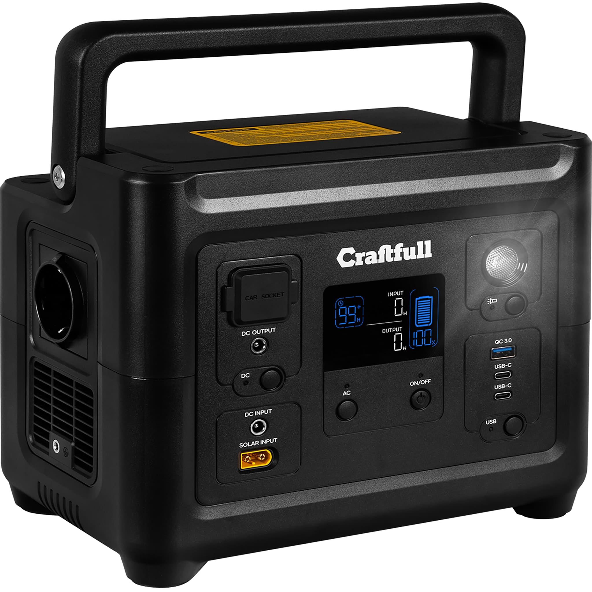 Craftfull Powerstation Fast Charge PS500, 500 Watt, tragbar, Lithium-Akku, USB, 12 V, 230 V, MPPT - Bild 1