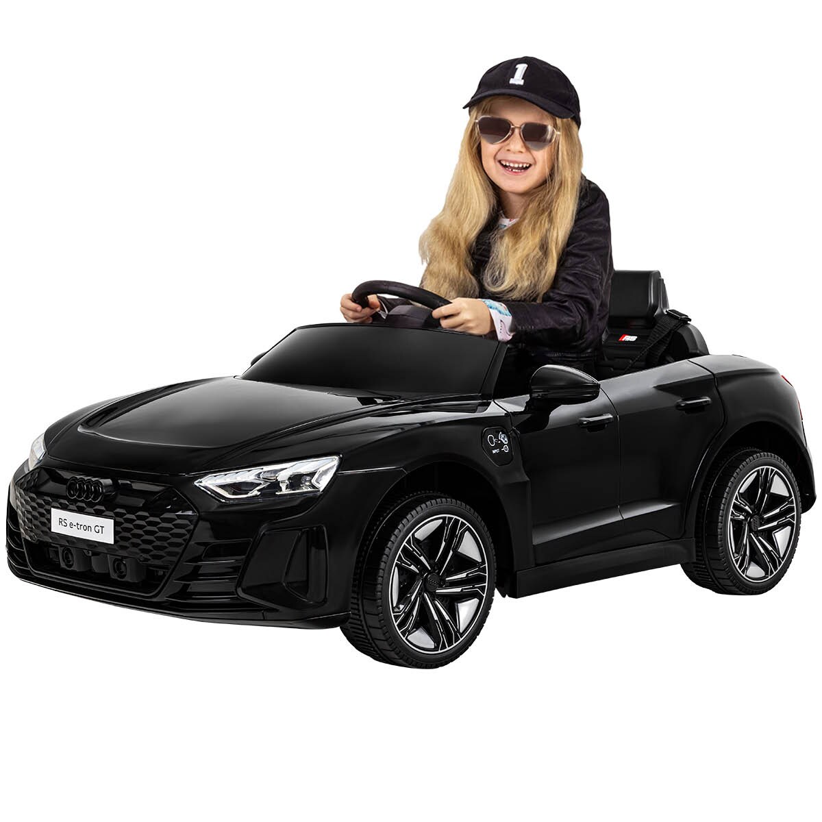 Kinder-Elektroauto Audi RS e-tron GT, lizenziert, 6 V, Fernbedienung, LEDs, Soundmodul, Soft-Start (Schwarz) - Bild 1