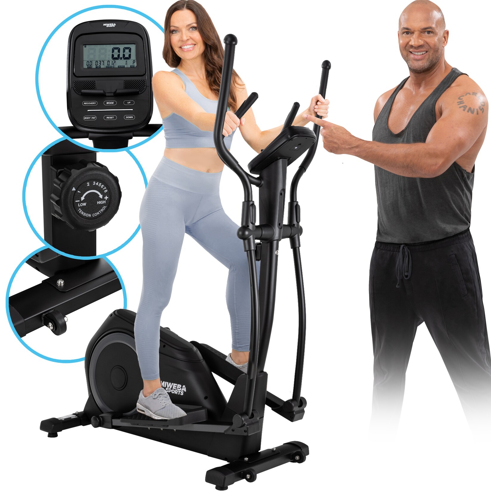 Miweba Sports Crosstrainer MC500, Pulsmessung, Transportrollen