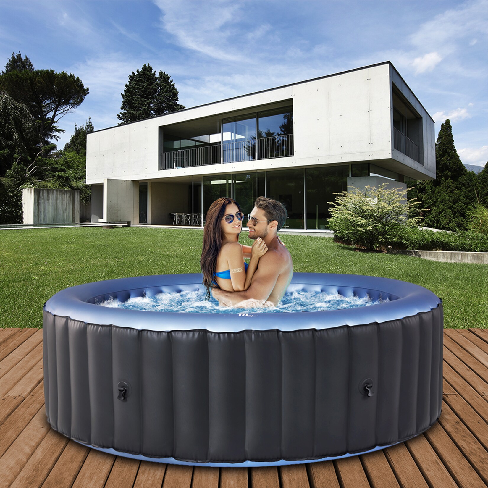 Miweba MSpa Whirlpool Comfort Bergen C-BE082, Garten & Outdoor-Whirlpool aufblasbar, 8 Personen