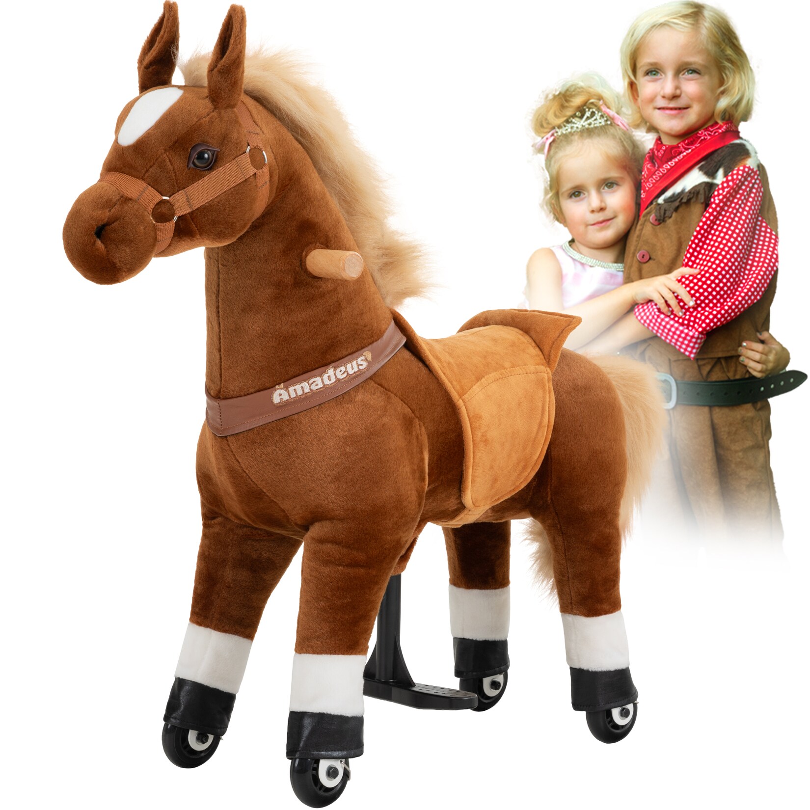 Miweba Pony Amadeus, Medium, Spielpferd zum Reiten, 4-8 Jahre, integrierte Lenkung