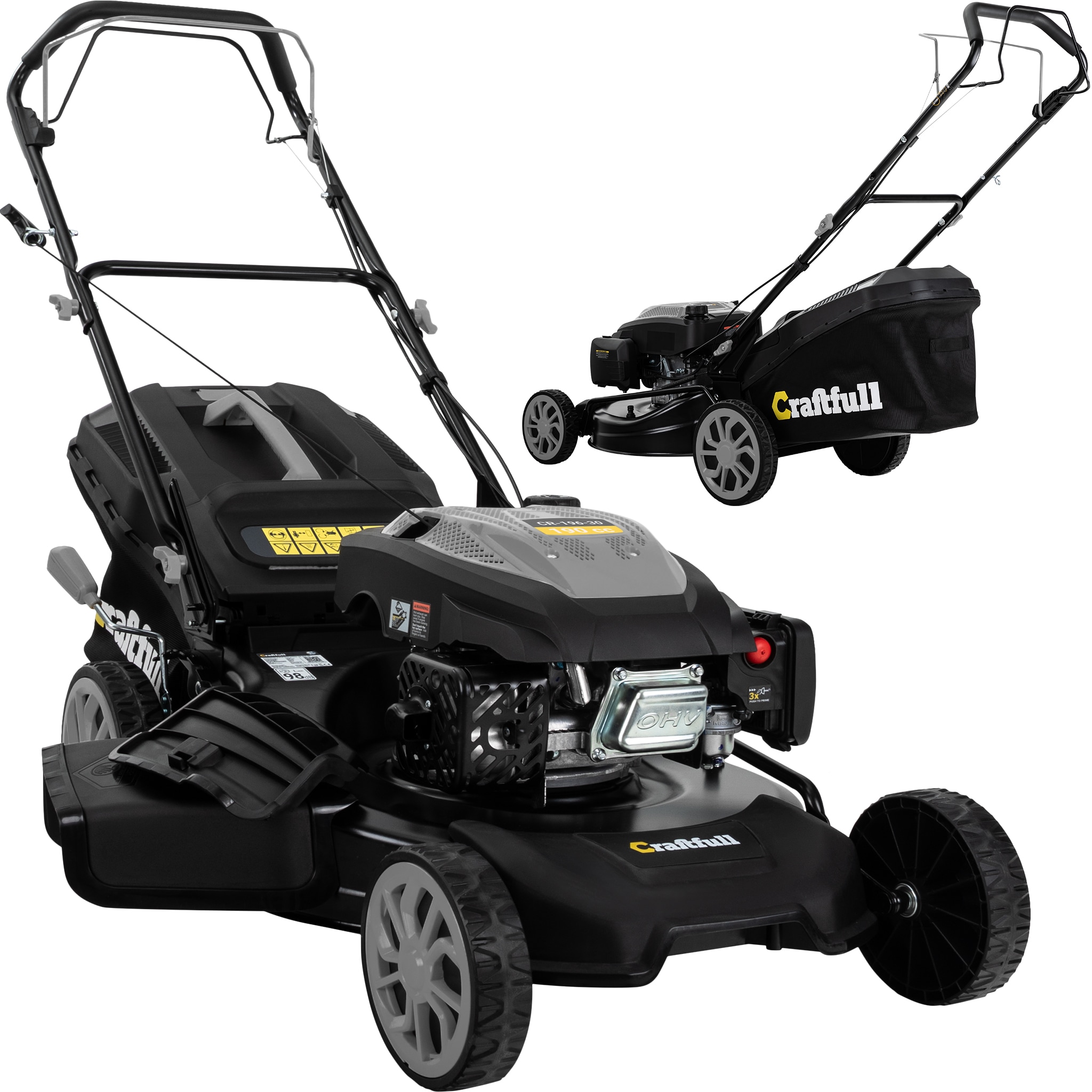 Craftfull Premium Benzin-Rasenm&auml;her CR-196-30, 190cm&sup3; Motor, DF-Leichtlaufgetriebe, 4,4 kW (Schwarz/Grau) - Bild 1