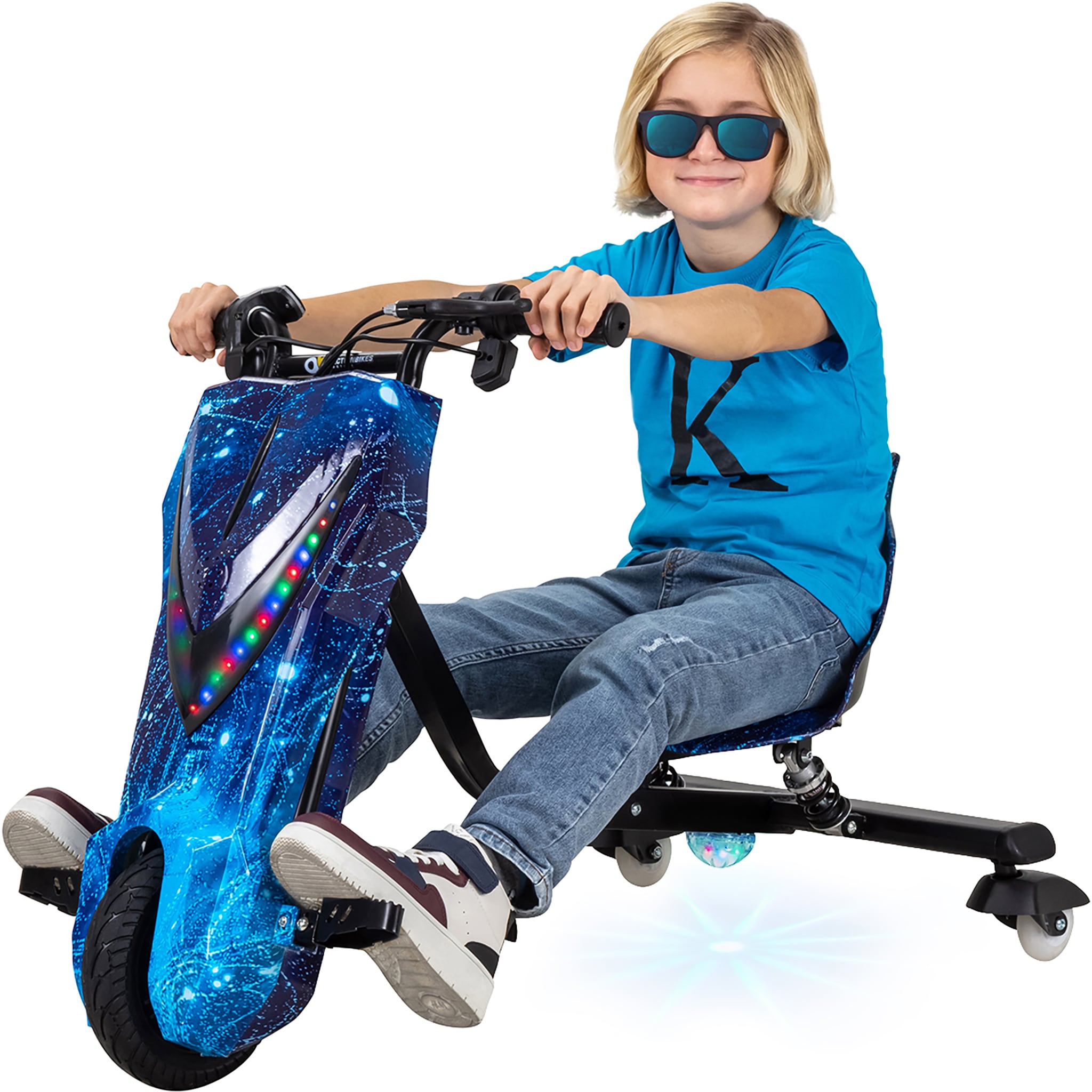 Elektro-Drift-Trike f&uuml;r Kinder, Drift-Scooter 2.0, bis zu 15km/h, drosselbar, Hupe, LED-Driftrollen (Space Blue) - Bild 1