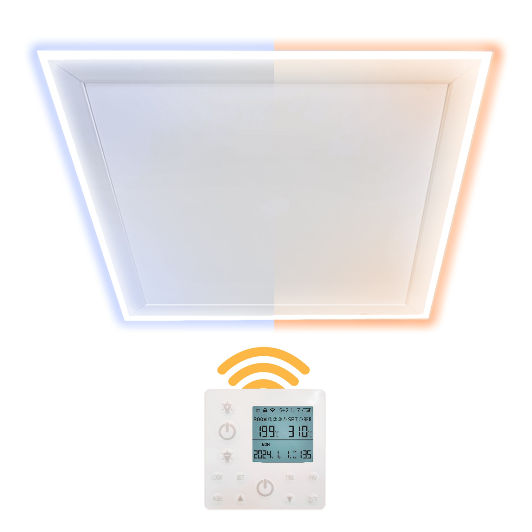 Heidenfeld Infrarot-Deckenheizung HF-HP500 2.0 mit Licht, 390-800Watt, 3-20m&sup2;, Fernbedienung, LED (390 Watt) - Bild 1