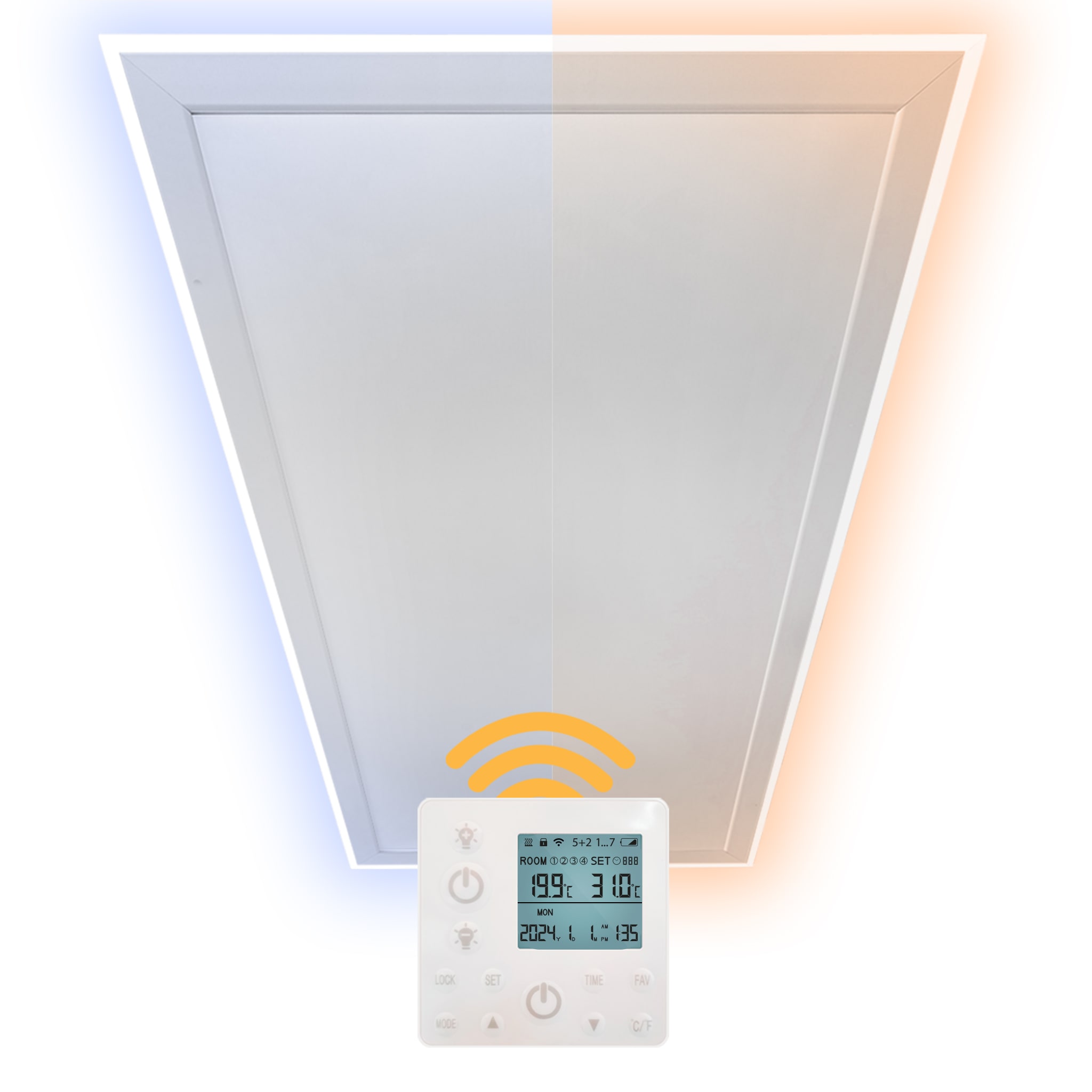 Heidenfeld Infrarot-Deckenheizung HF-HP500 2.0 mit Licht, 390-800Watt, 3-20m&sup2;, Fernbedienung, LED (800 Watt) - Bild 1