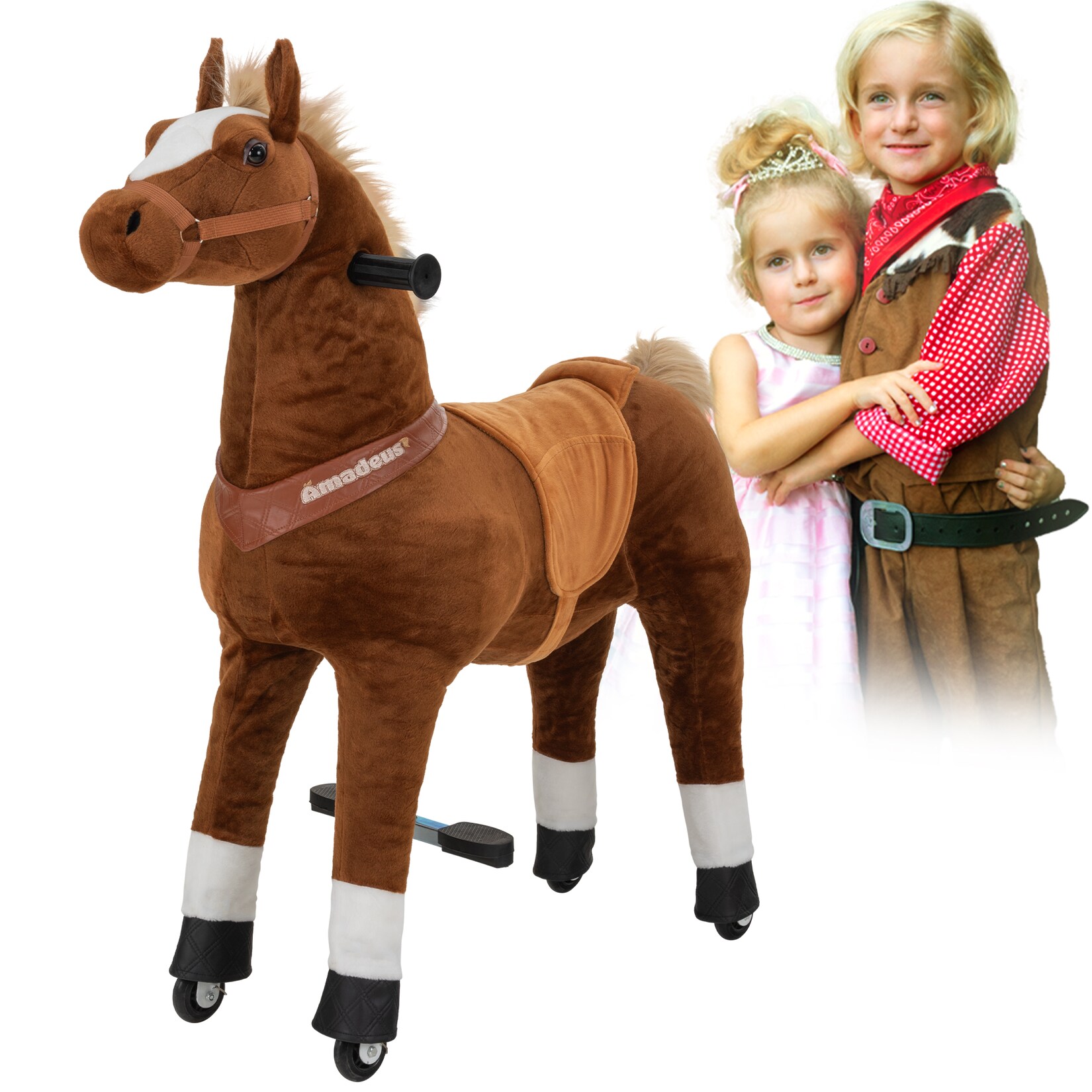 Miweba Pony Amadeus, Large, Spielpferd zum Reiten, ab 5 Jahren, integrierte Lenkung