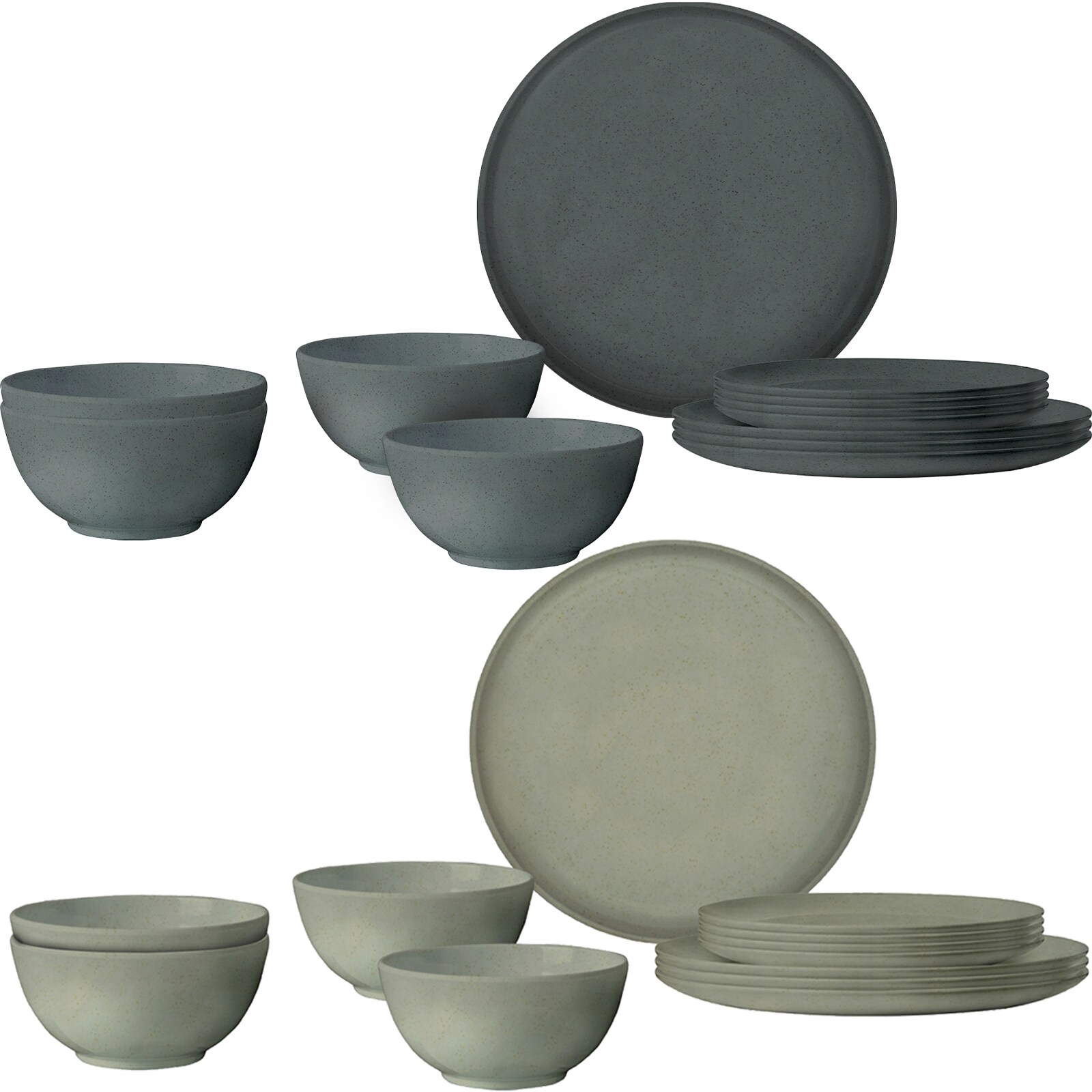 BRUNNER Campinggeschirr Set Midday RPET Tierra Camping Teller Sch&uuml;ssel 12 teilig Farbe: Dunkelgrau - Bild 1