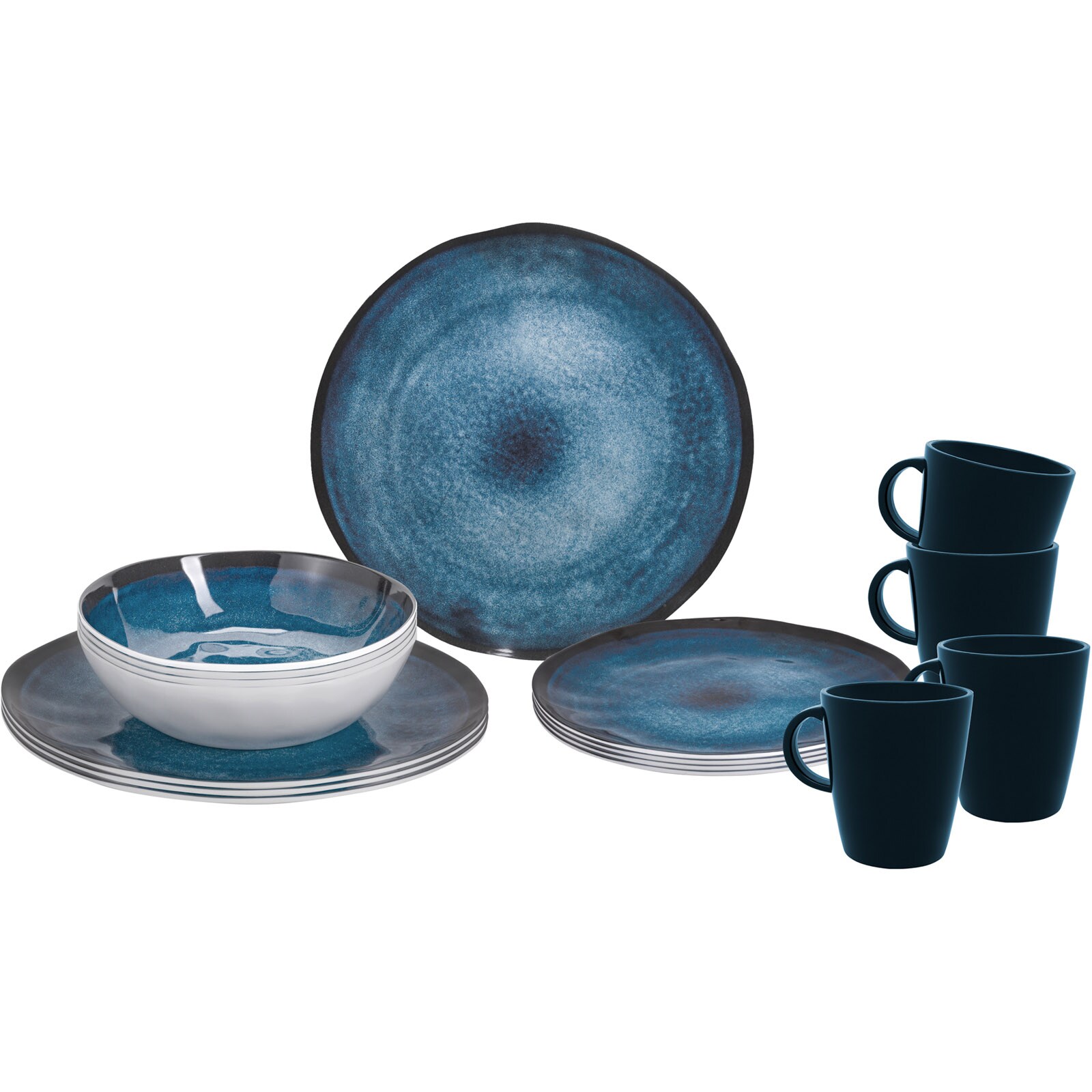 BRUNNER Campinggeschirr Set Breeze Camping Geschirr Teller Tassen Melamin 16tlg - Bild 1