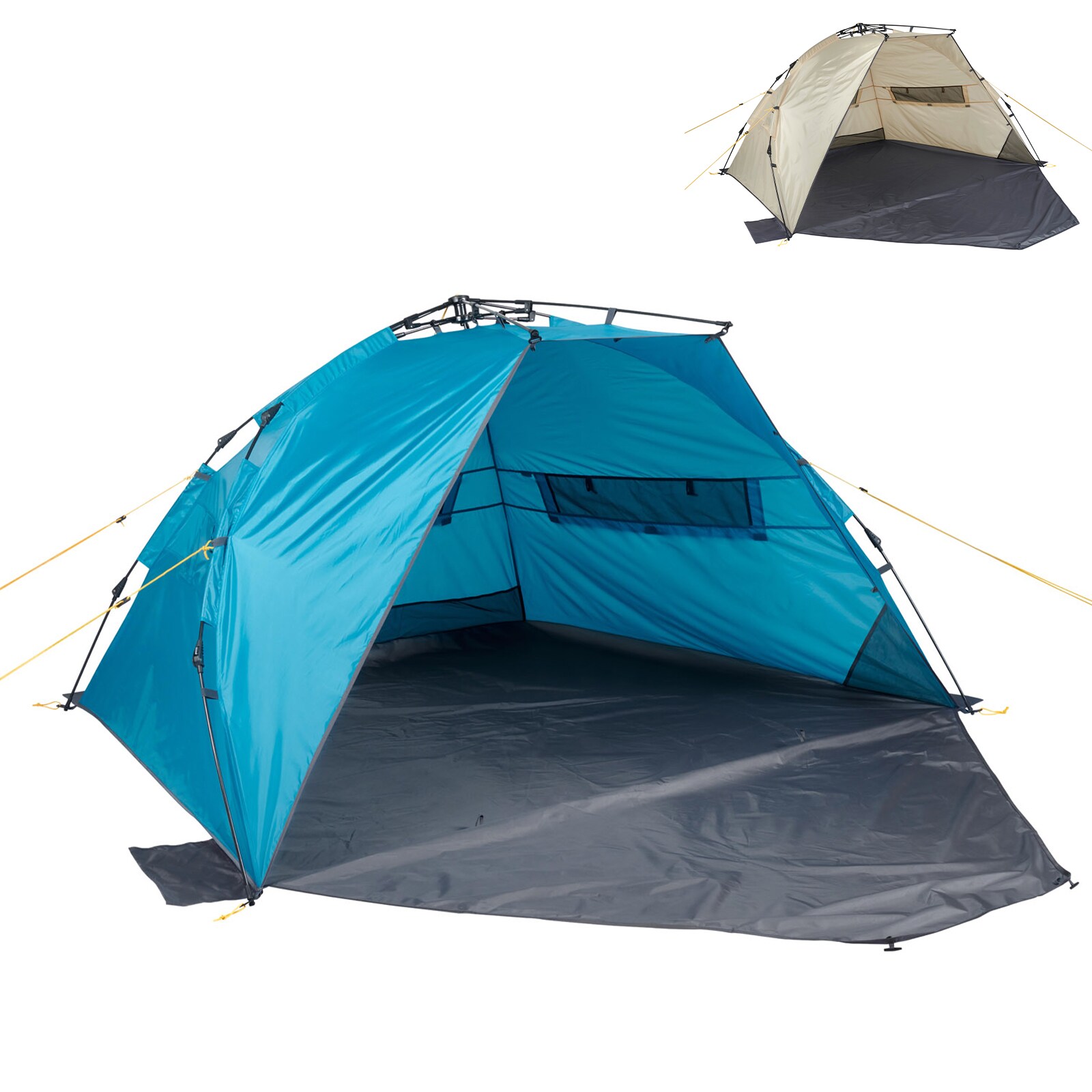UQUIP Automatik Strandmuschel Speedy XL Strandzelt Reise Wind Sonnen Schutz UV50 Farbe: Petrol/grey | 04250635614448