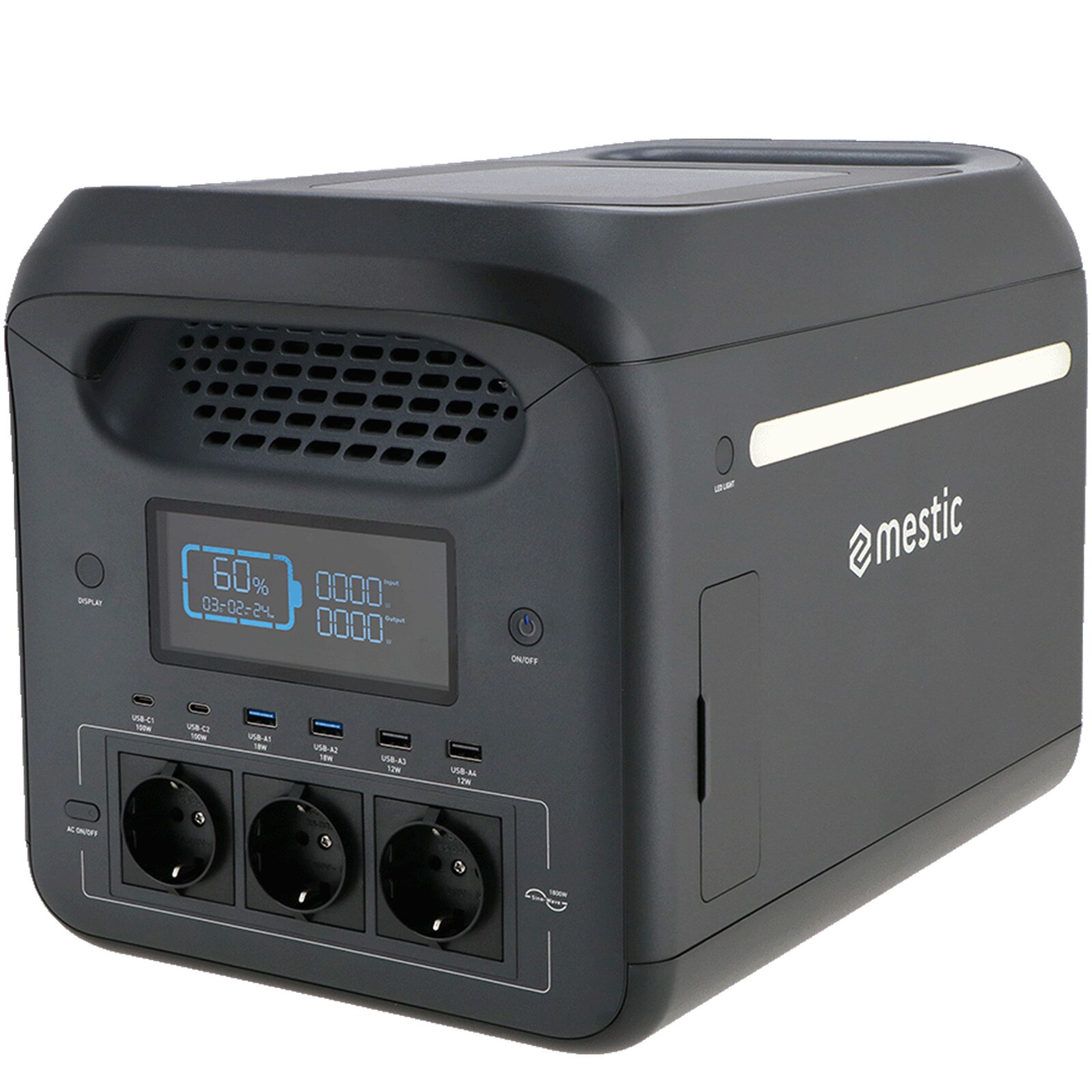 MESTIC Tragbare Powerstation MPS-1800 Camping Solar Generator PO4 1800W 1226Wh - Bild 1