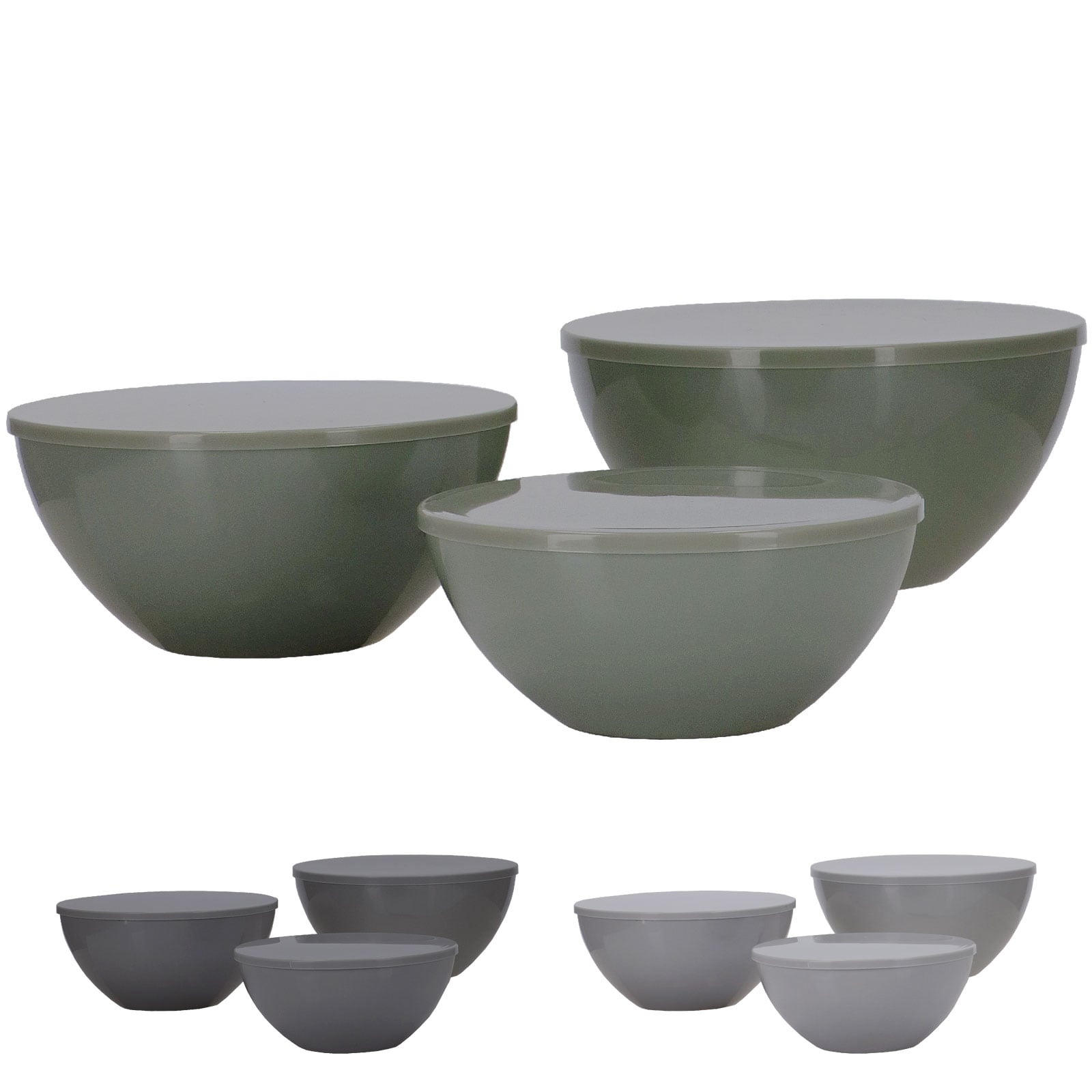 TRAVELLIFE Salat Sch&uuml;ssel Set Palma Camping Schalen Melamin Keramik Optik 6 tlg Farbe: grey - Bild 1