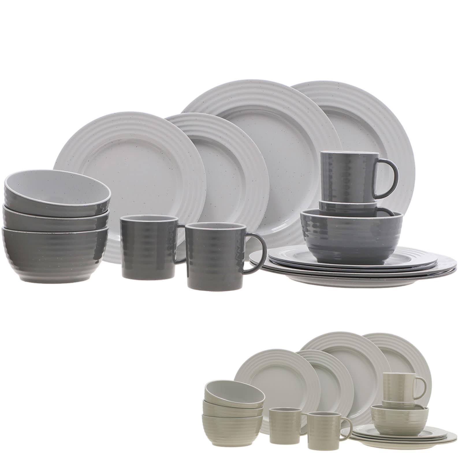 TRAVELLIFE Melamin Geschirr Set Palma Camping Glasierte Keramik Optik 16 teilig Farbe: grey - Bild 1