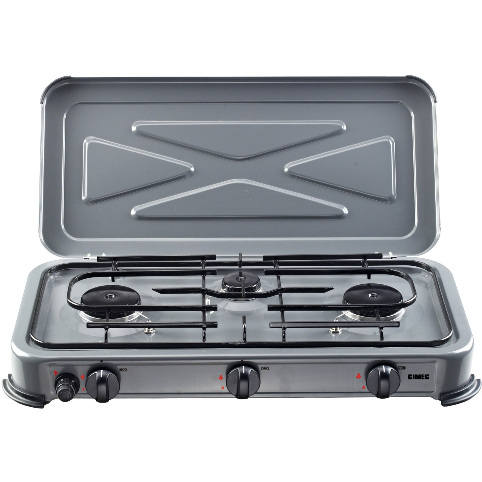 GIMEG Gaskocher Camping Kocher 3 Flammig Gas Herd Kochfeld Outdoor Grill 2x2200W - Bild 1