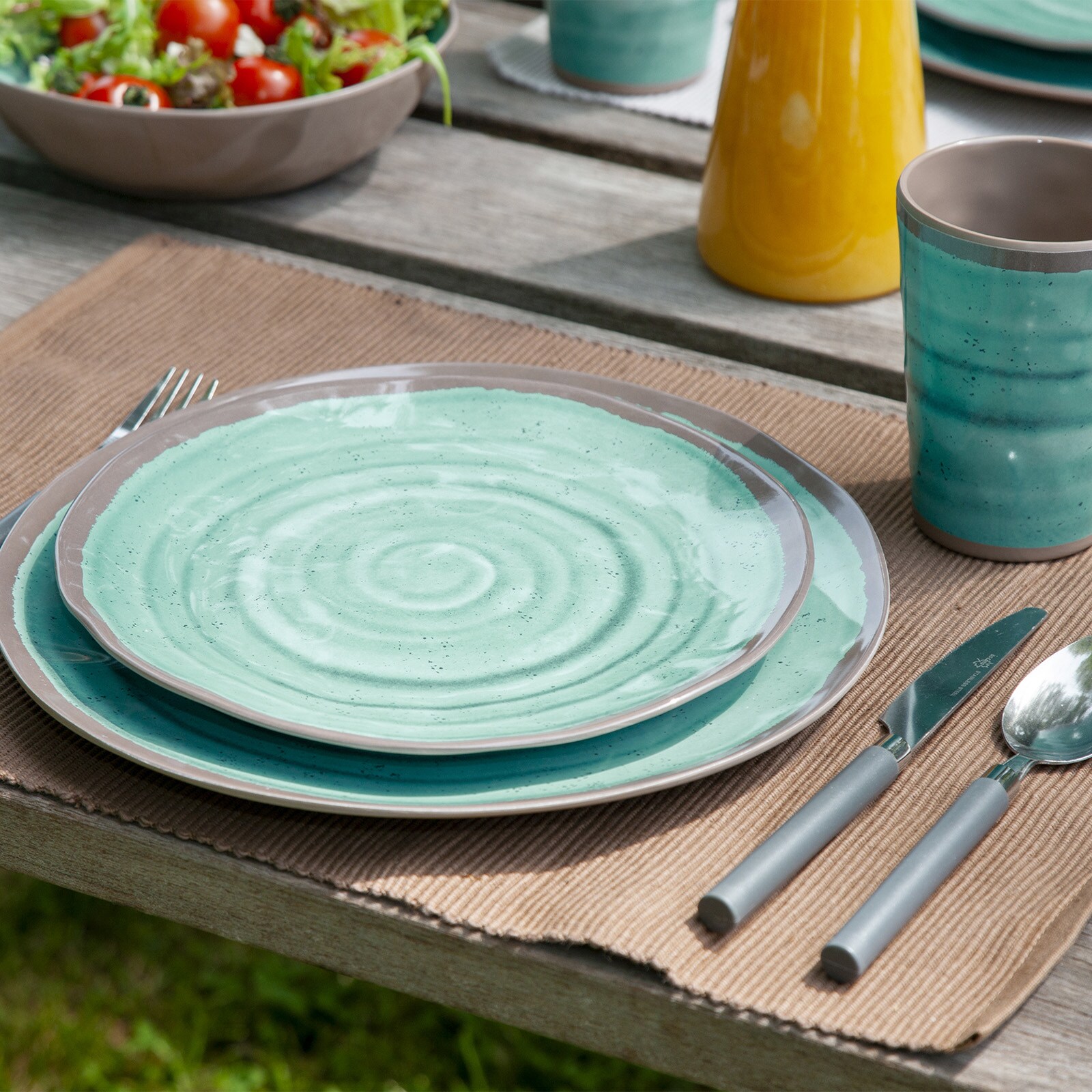 UP Ware Salatteller-Set Mit Meeresschildkröten-Motiv – 6 Stück, Melamin, BPA-frei (22,9 Cm) – Spülmaschinenfest, Für Drinnen & Draußen