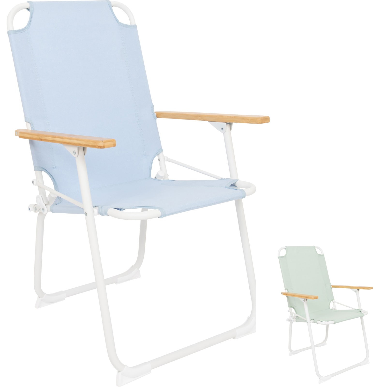 BO-CAMP Campingstuhl Mosset M Garten Klappstuhl Faltstuhl Faltbar Alu Holz 100kg Farbe: blau - Bild 1