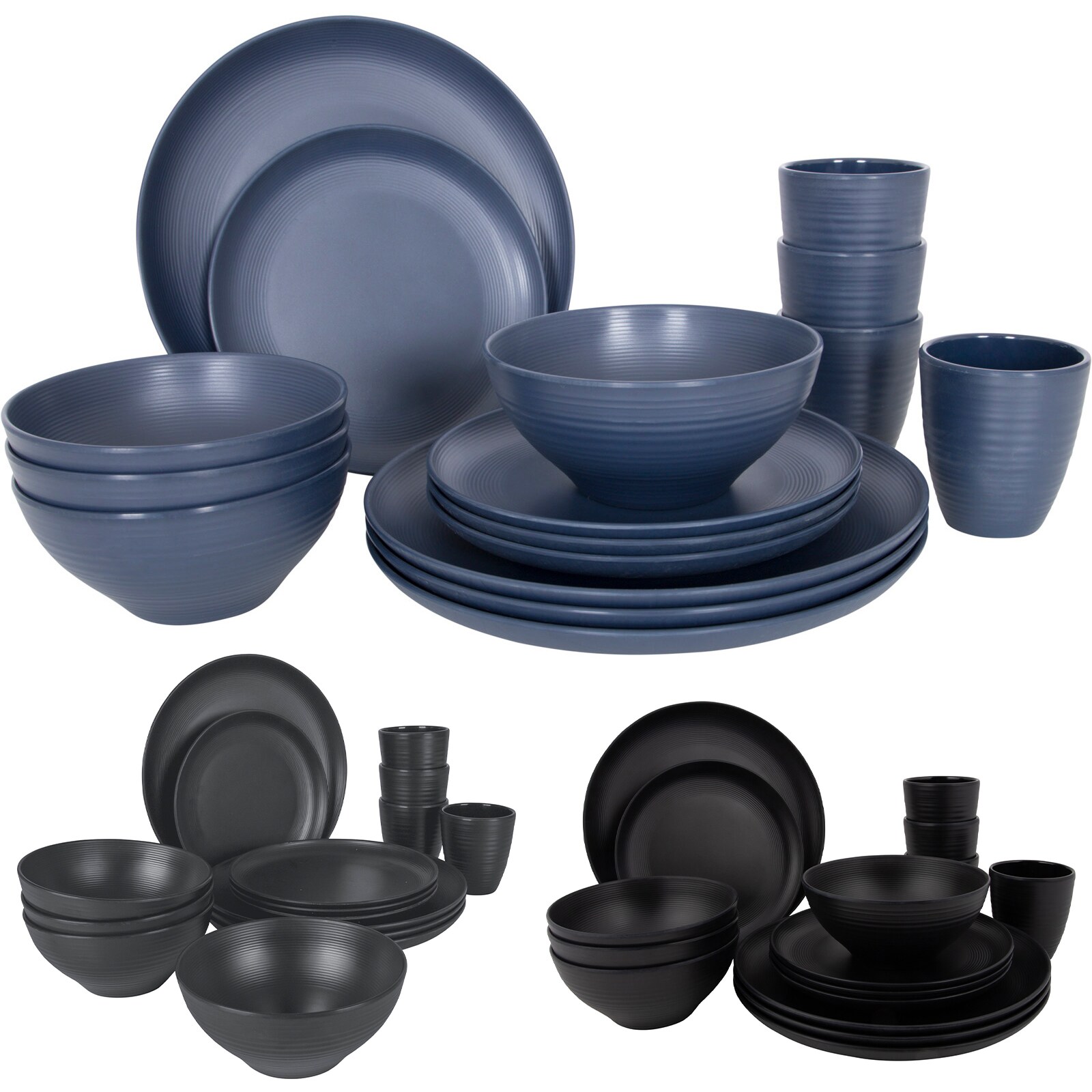 BO-CAMP Melamin Campinggeschirr Set Orville Reise Essgeschirr Teller Becher 16tlg Farbe: blau - Bild 1