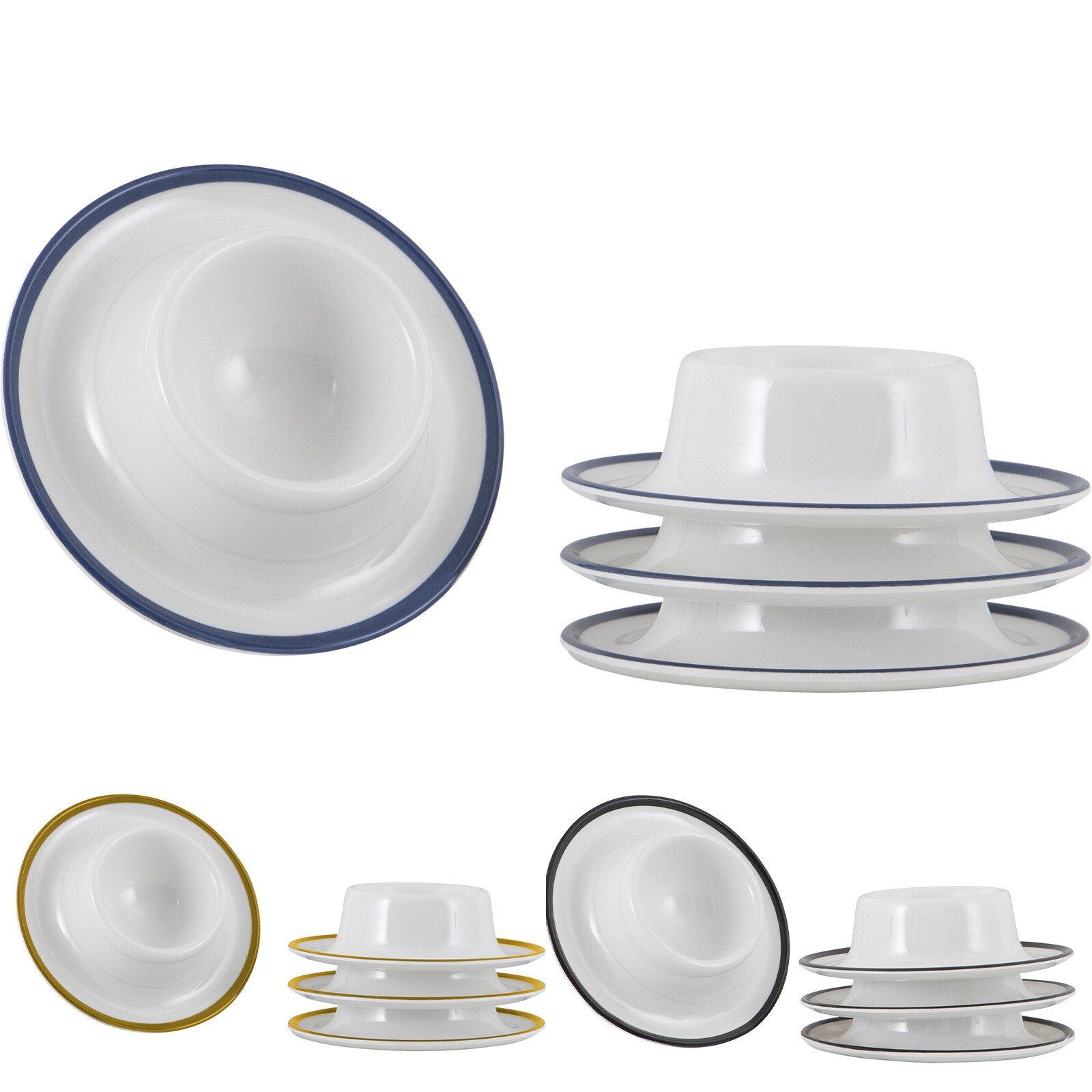 GIMEX Eierbecher Set Linea Line 4-tlg Camping Eierst&auml;nder Halter Rund Melamin Farbe: Gold - Bild 1