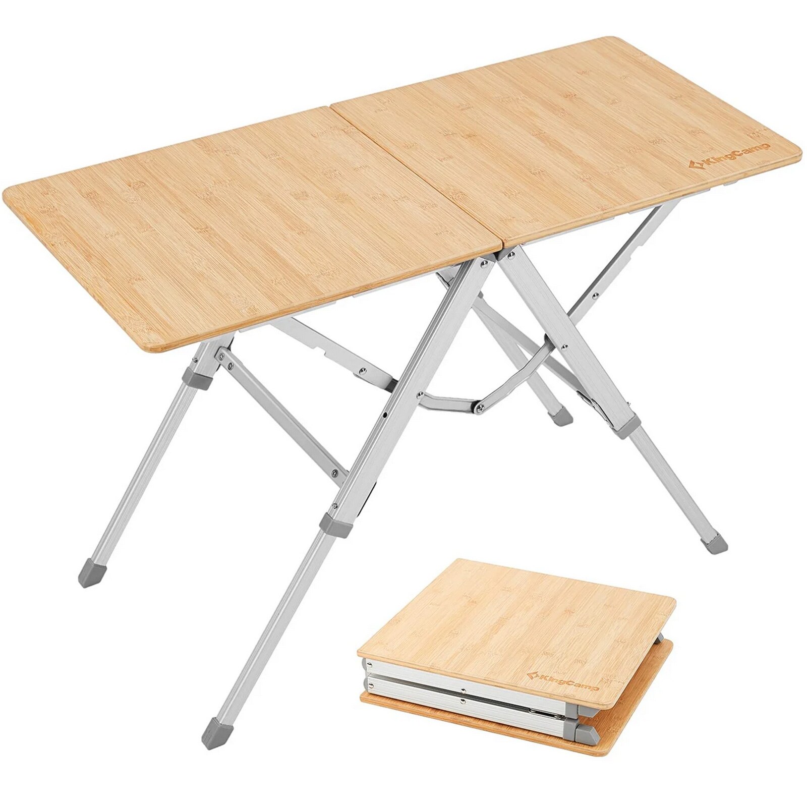 KINGCAMP Campingtisch Bamboo Duo Klapptisch Camping Tisch Verstellbar Alu Bambus | 06936876844452