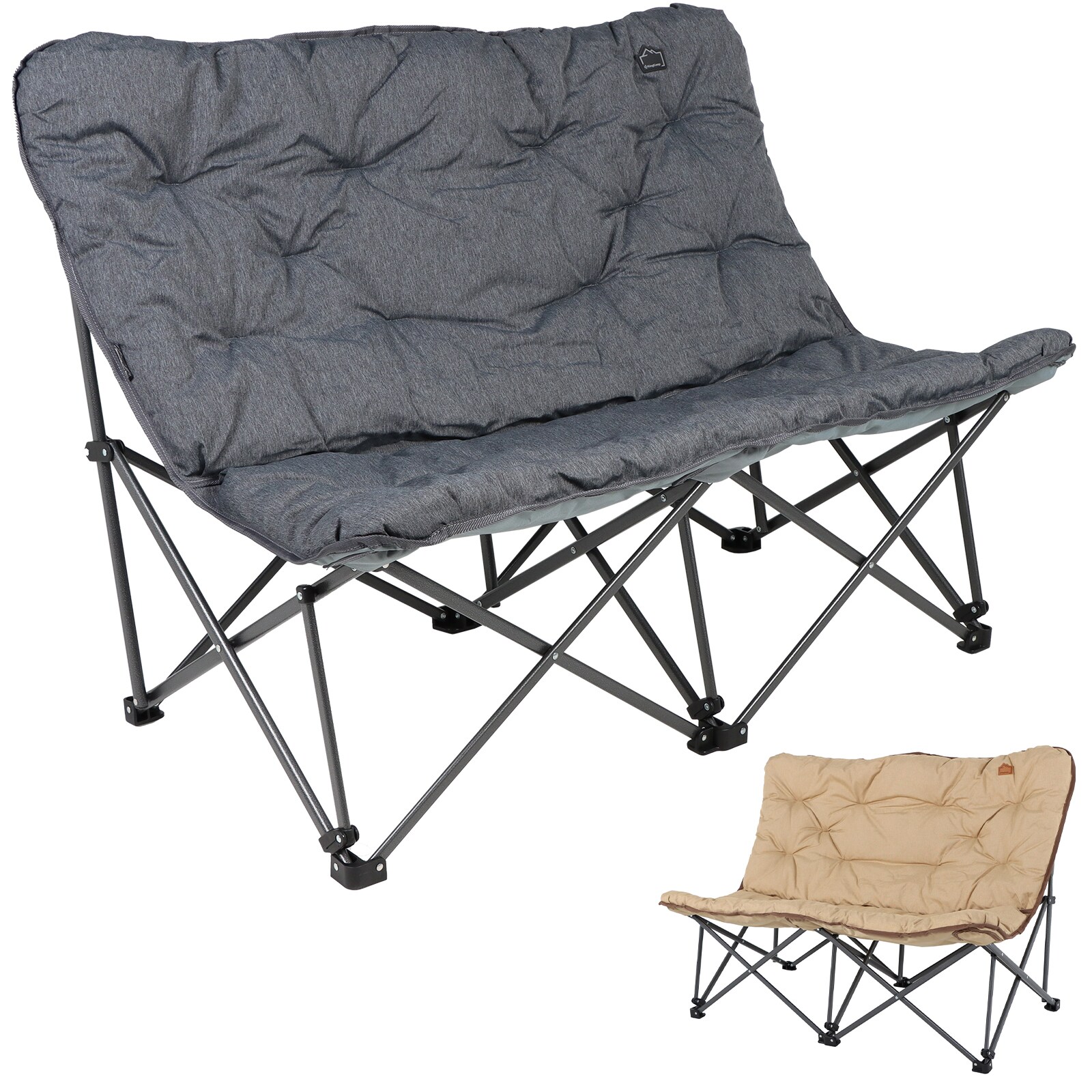 KINGCAMP Camping Sofa Lindon Relax Doppel Lounge Stuhl 2Personen Faltstuhl Couch Farbe: Slate Grey - Bild 1