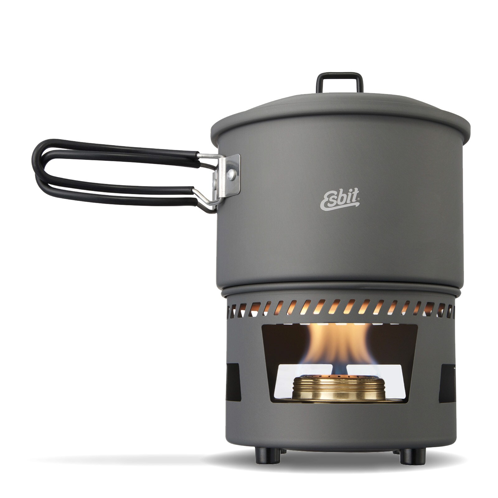 ESBIT Spiritus Kochset Mini Campingkocher Topf Outdoor Kocher Set Stapelbar Alu - Bild 1