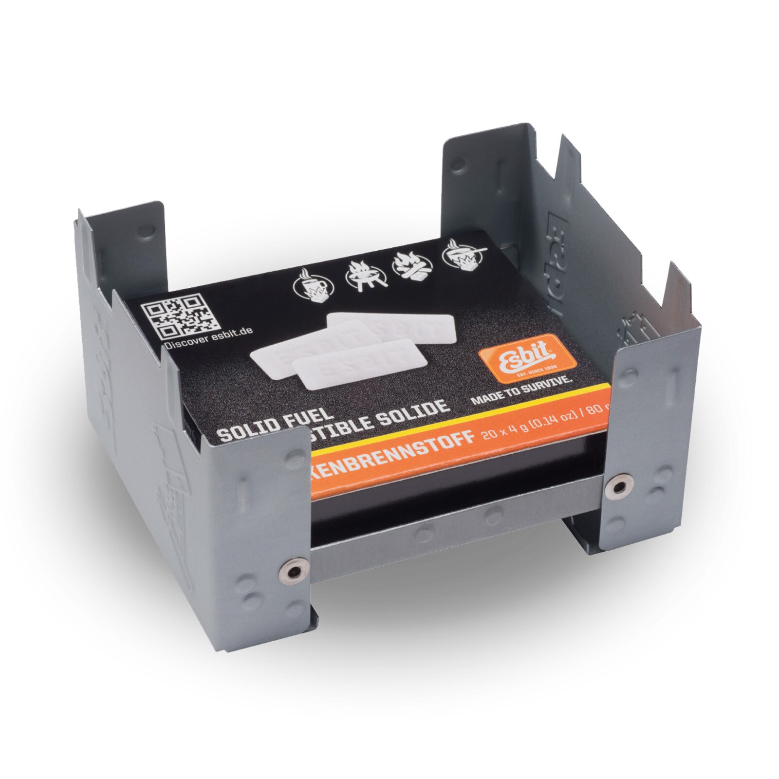 ESBIT Trockenbrennstoff Taschenkocher Outdoor Camping Kocher Klein Leicht 20x4g - Bild 1