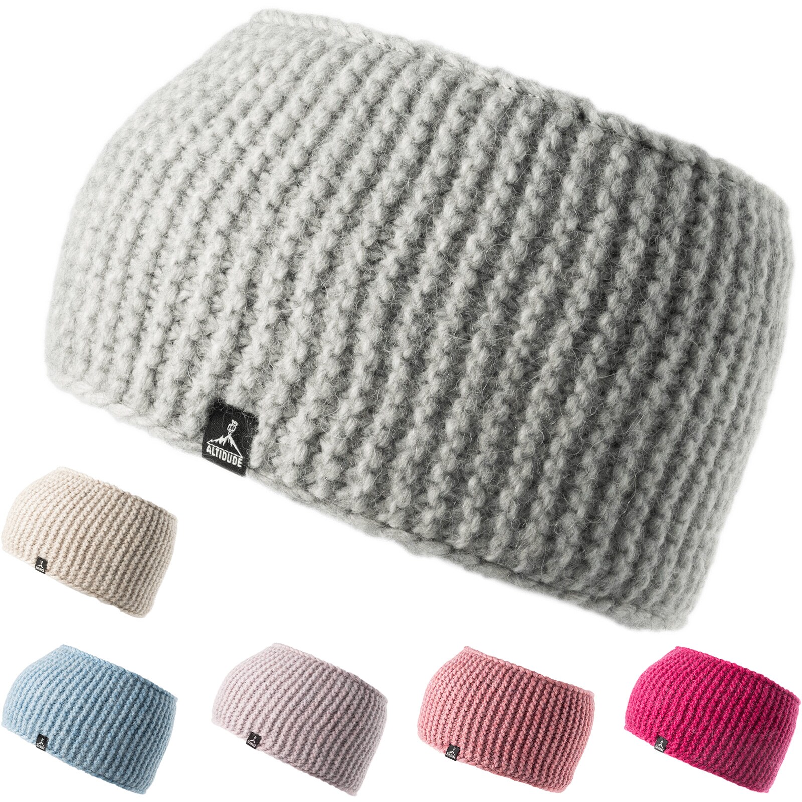 ALTIDUDE Merino Stirnband Cloud Grob Strick Kopfband Ohren Schützer Alpaka Wolle Farbe: pink | 04251434306367