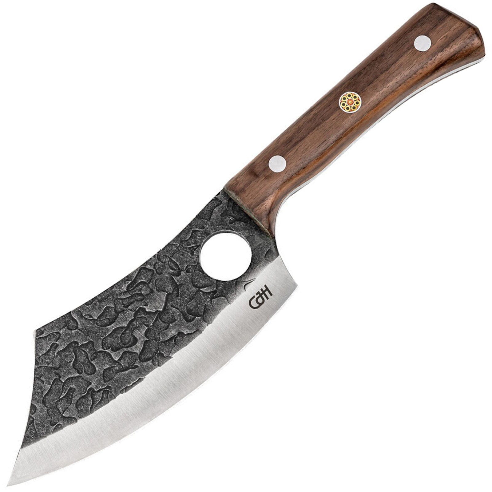 CJH Outdoor Kochmesser Full Tang Camping Gürtelmesser Scheide Walnuss Holz | 04018330113051