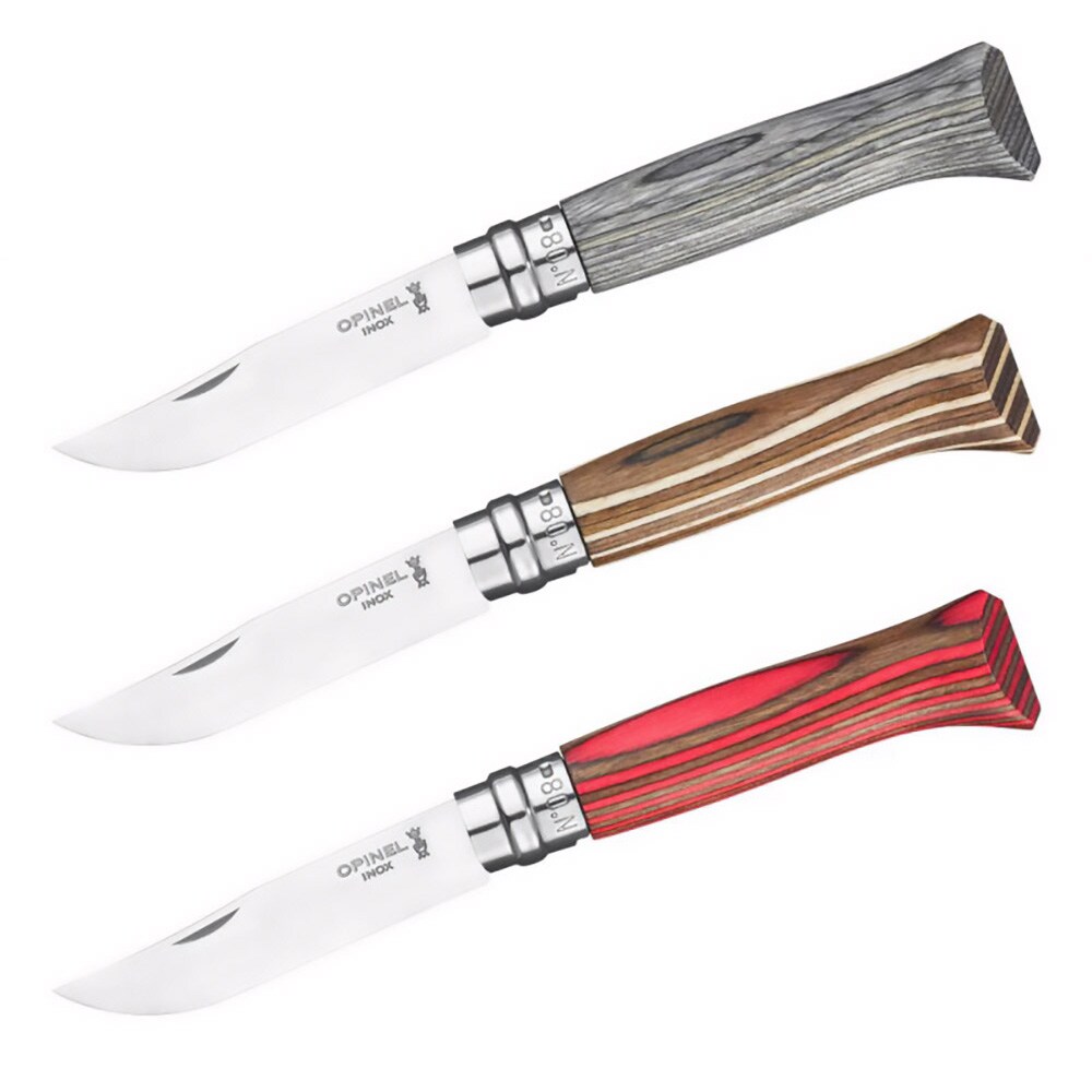 OPINEL Klappmesser No 8 Camping Messer Taschenmesser Birke Holz Inox Stahl Farbe: Birke grau - Bild 1