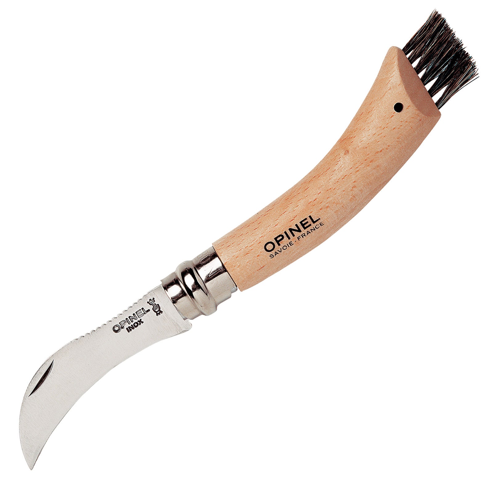 OPINEL Pilzmesser Buchenholz Taschenmesser Pilze B&uuml;rste Schwammerl Klapp Messer - Bild 1