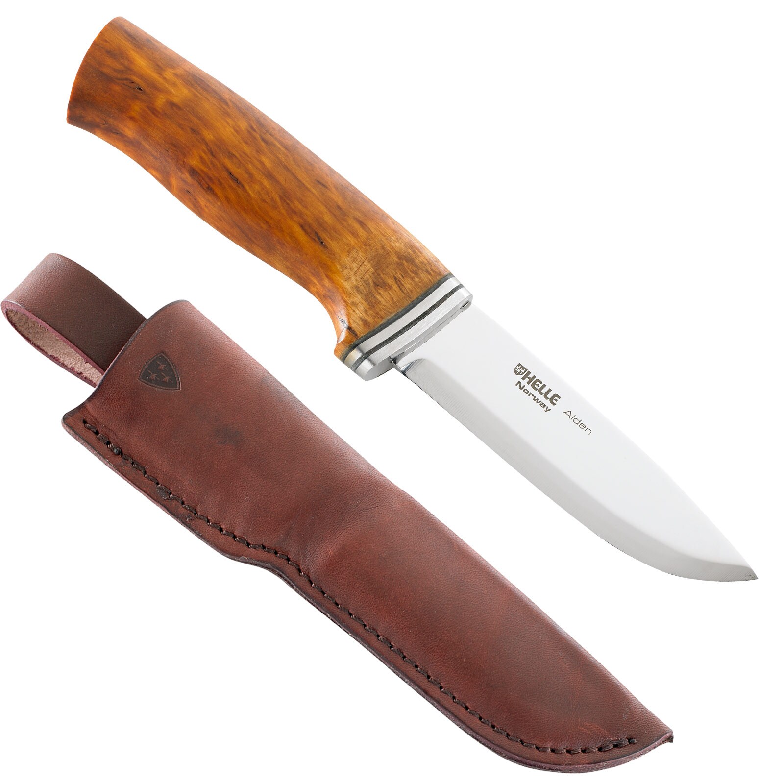 HELLE Messer Alden 76 - G&uuml;rtelmesser Outdoor Stahl Jagdmesser Scheide Birkenholz - Bild 1