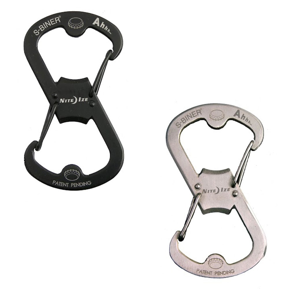 NITE IZE S-Biner Ahhh Edelstahl - Doppelkarabiner Schnapp Haken - Flaschen&ouml;ffner Farbe: schwarz - Bild 1
