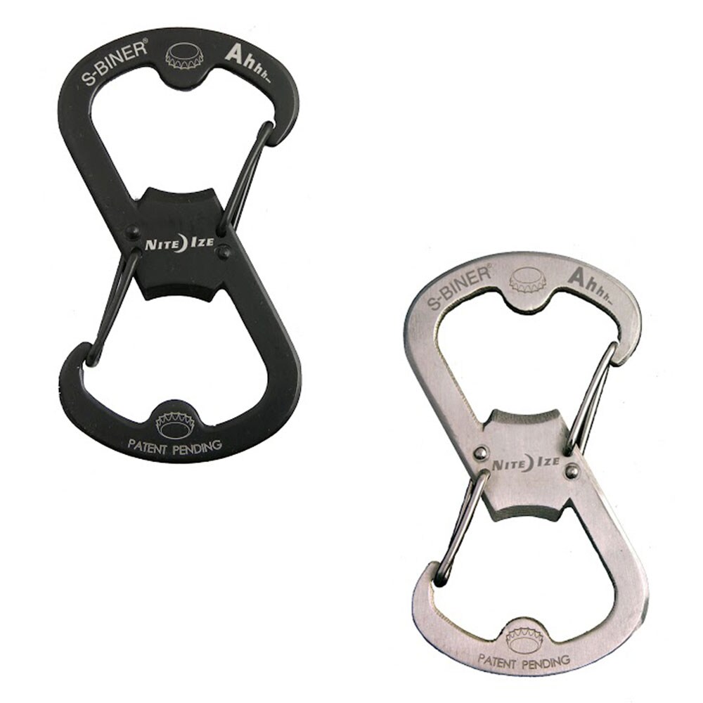NITE IZE S-Biner Ahhh Edelstahl - Doppelkarabiner Schnapp Haken - Flaschen&ouml;ffner Farbe: silber - Bild 1