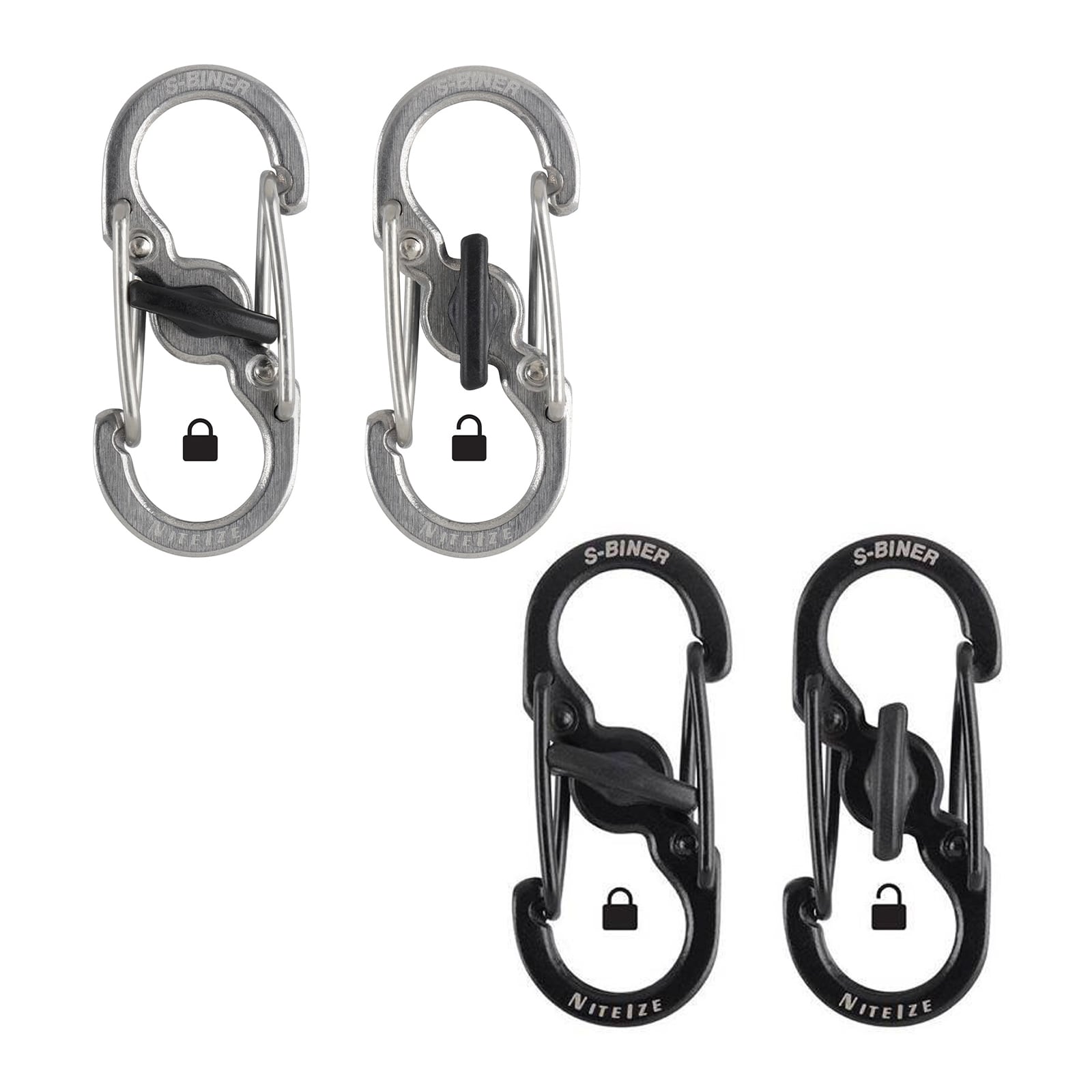 NITE IZE MicroLock S-Biner Mini Karabiner Schnapp Haken Schl&uuml;ssel Ring Anh&auml;nger Farbe: schwarz - Bild 1