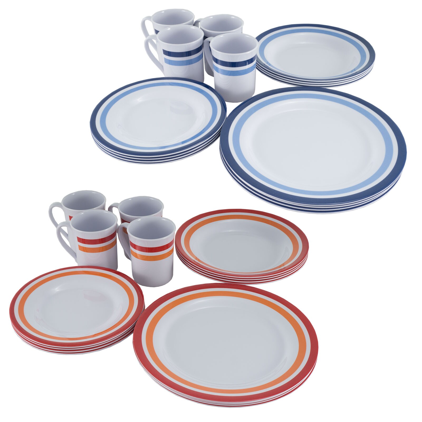 OUTDOOR Melamin Geschirr Set 16 tlg. Camping Essgeschirr Reise Picknick Teller Variante: Dekor Luca | 04001542017880