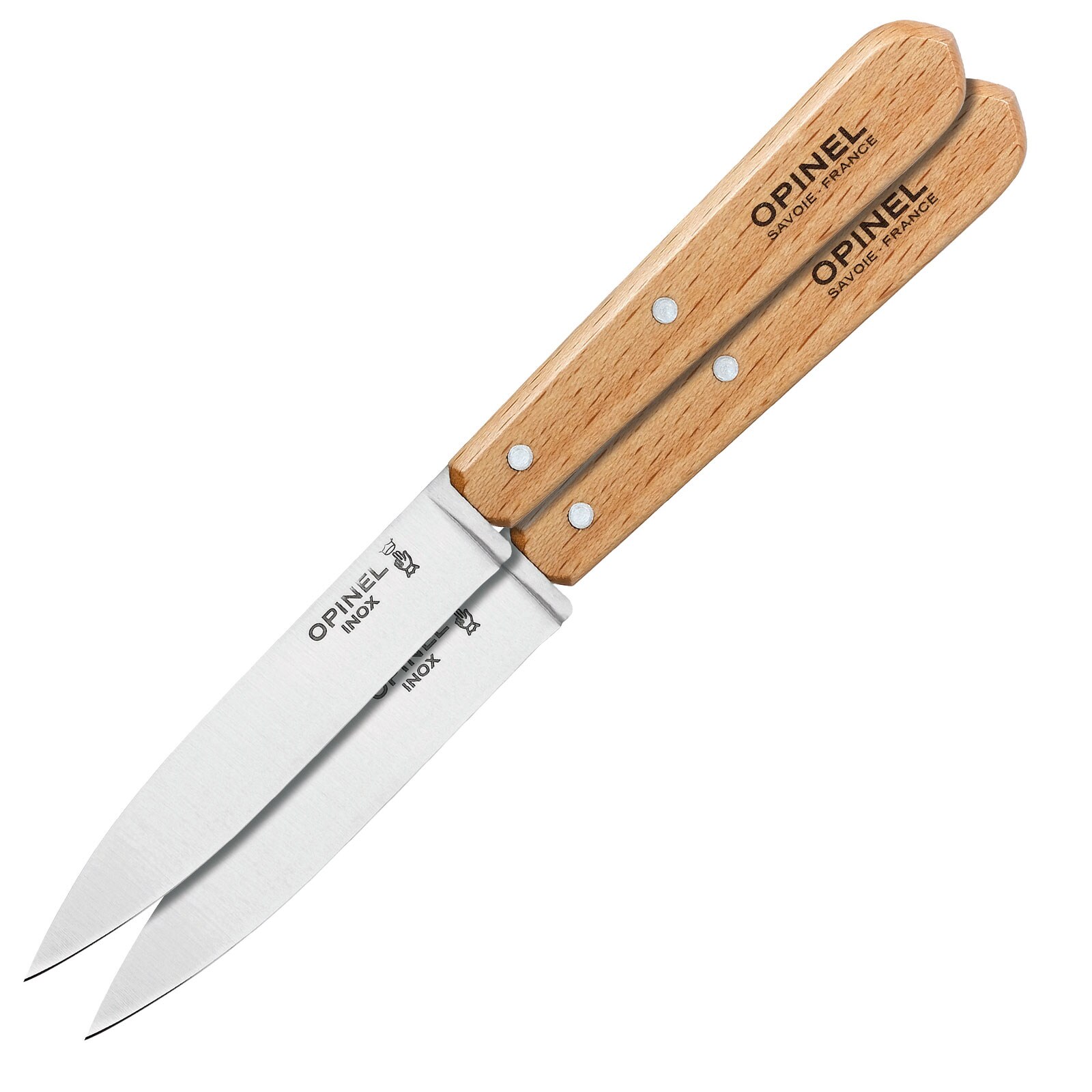 OPINEL 2er Set Küchenmesser – Kochmesser Obstmesser Gemüsemesser Stahl Holzgriff | 04260607984455