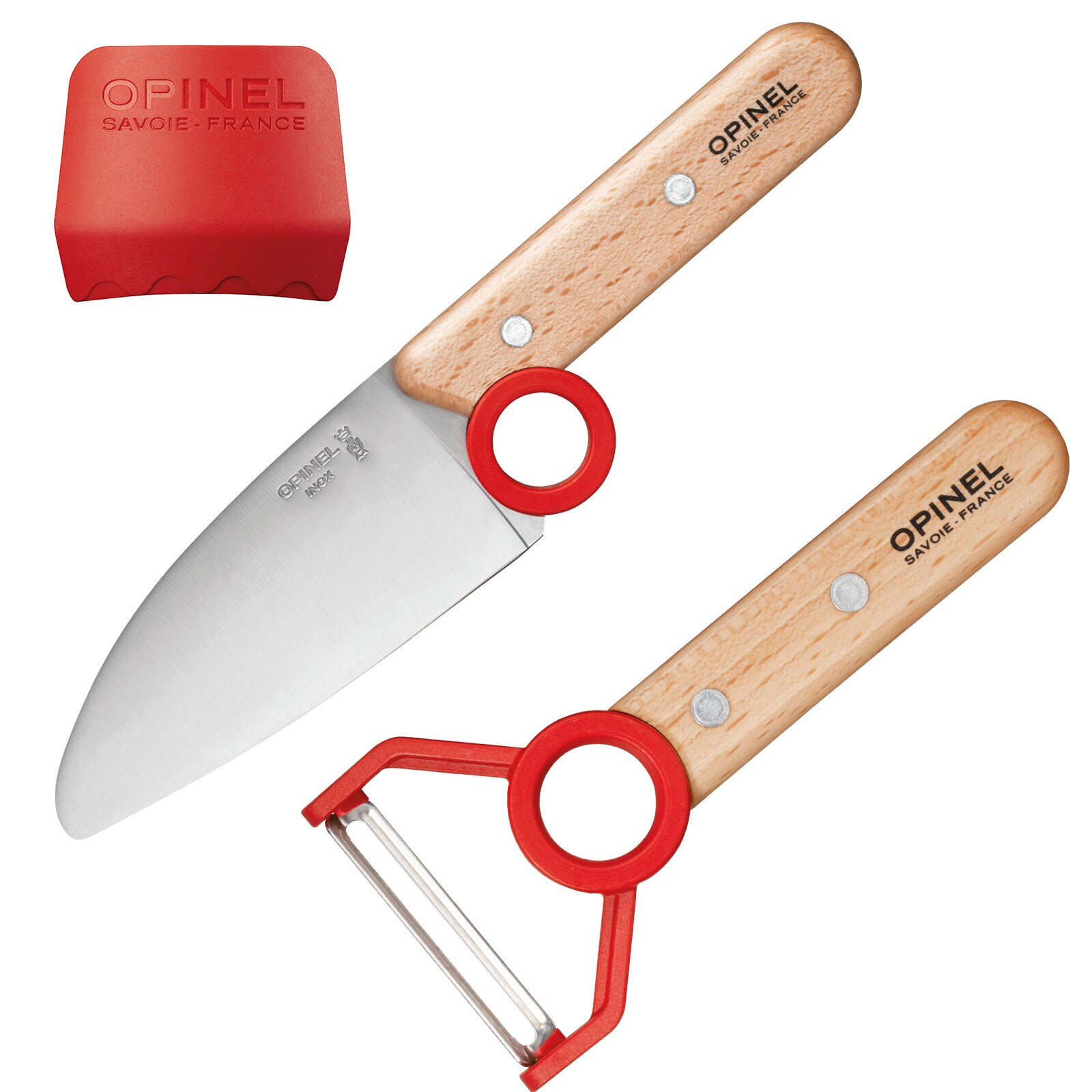 OPINEL Kinder Messer Set Le Petit Chef 3tlg Kochmesser Sparschäler Fingerschutz | 03123840017469