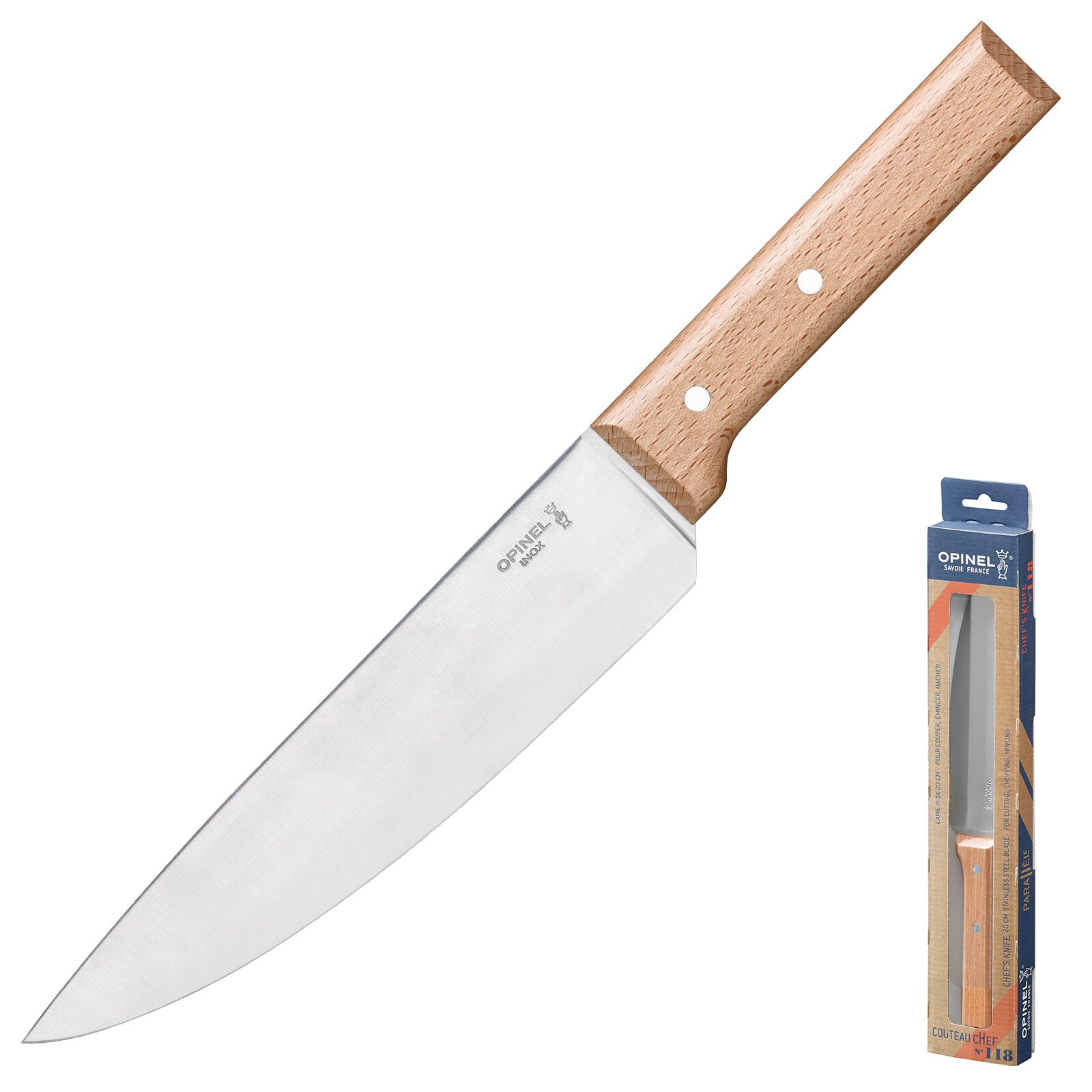 OPINEL Parallele Chefmesser - K&uuml;chenmesser Kochmesser Fleisch Messer Holzgriff - Bild 1