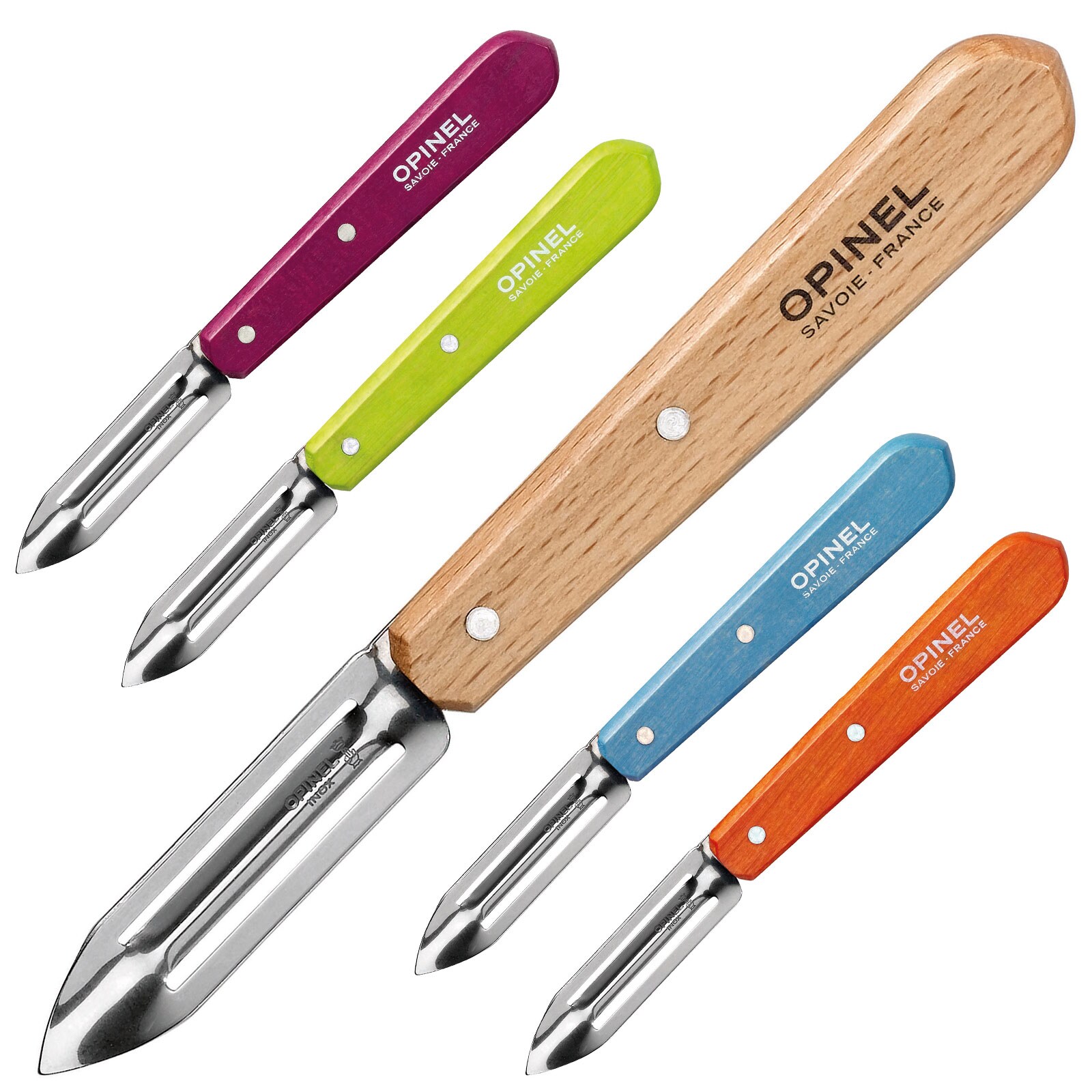 OPINEL Sparsch&auml;ler 115 Gem&uuml;se Spargel Sch&auml;ler Kartoffelsch&auml;ler Holz links rechts Farbe: lila - Bild 1