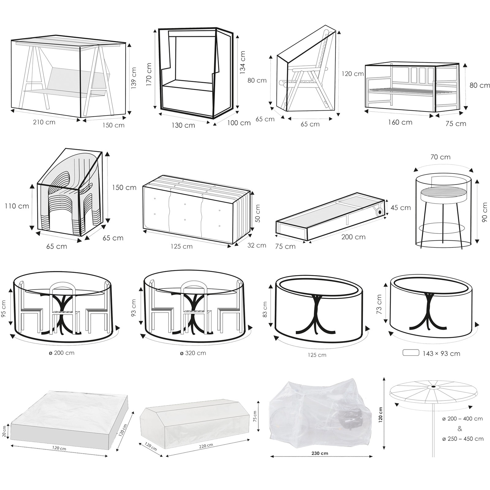 WEHNCKE Gartenm&ouml;bel Schutzh&uuml;lle H&uuml;lle Plane Abdeckung Abdeckplane transparent PE Variante: F&uuml;r 6 Stapel Sessel - Bild 1