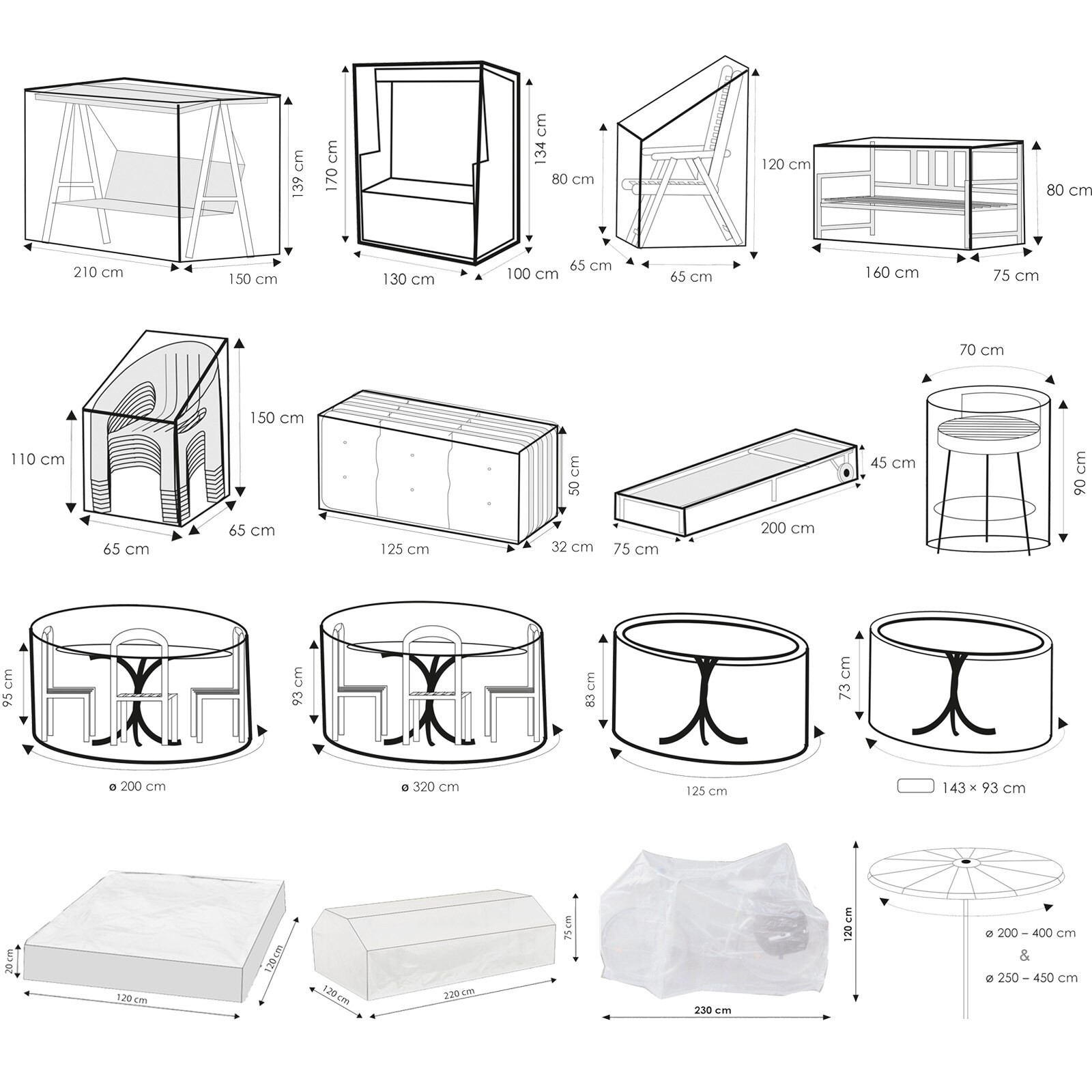 WEHNCKE Gartenm&ouml;bel Schutzh&uuml;lle H&uuml;lle Plane Abdeckung Abdeckplane transparent PE Variante: F&uuml;r Stapel und Relax-St&uuml;hle - Bild 1