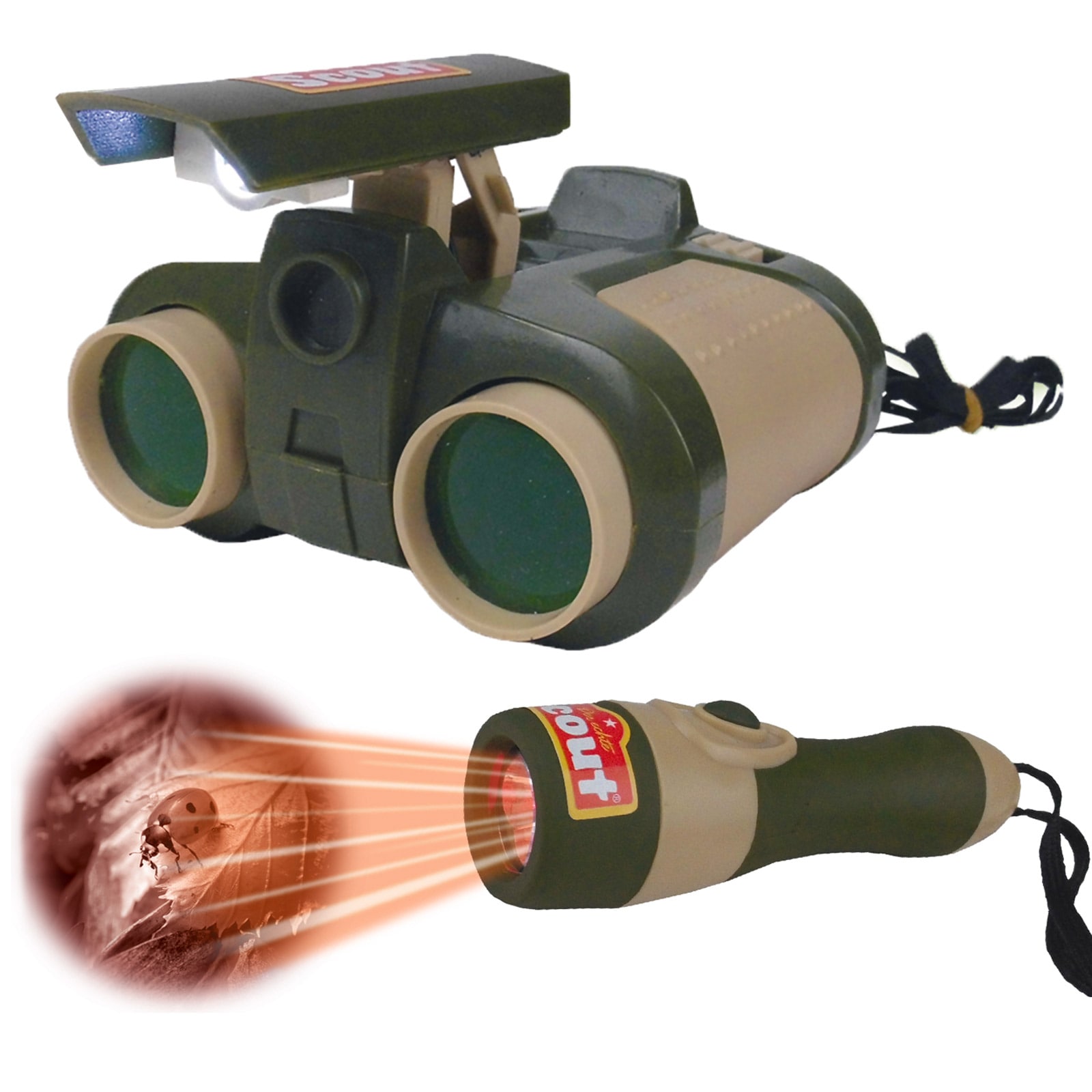 SCOUT Nachtsicht Set Kinder Fernglas + Taschenlampe - Feldstecher Lernspielzeug - Bild 1