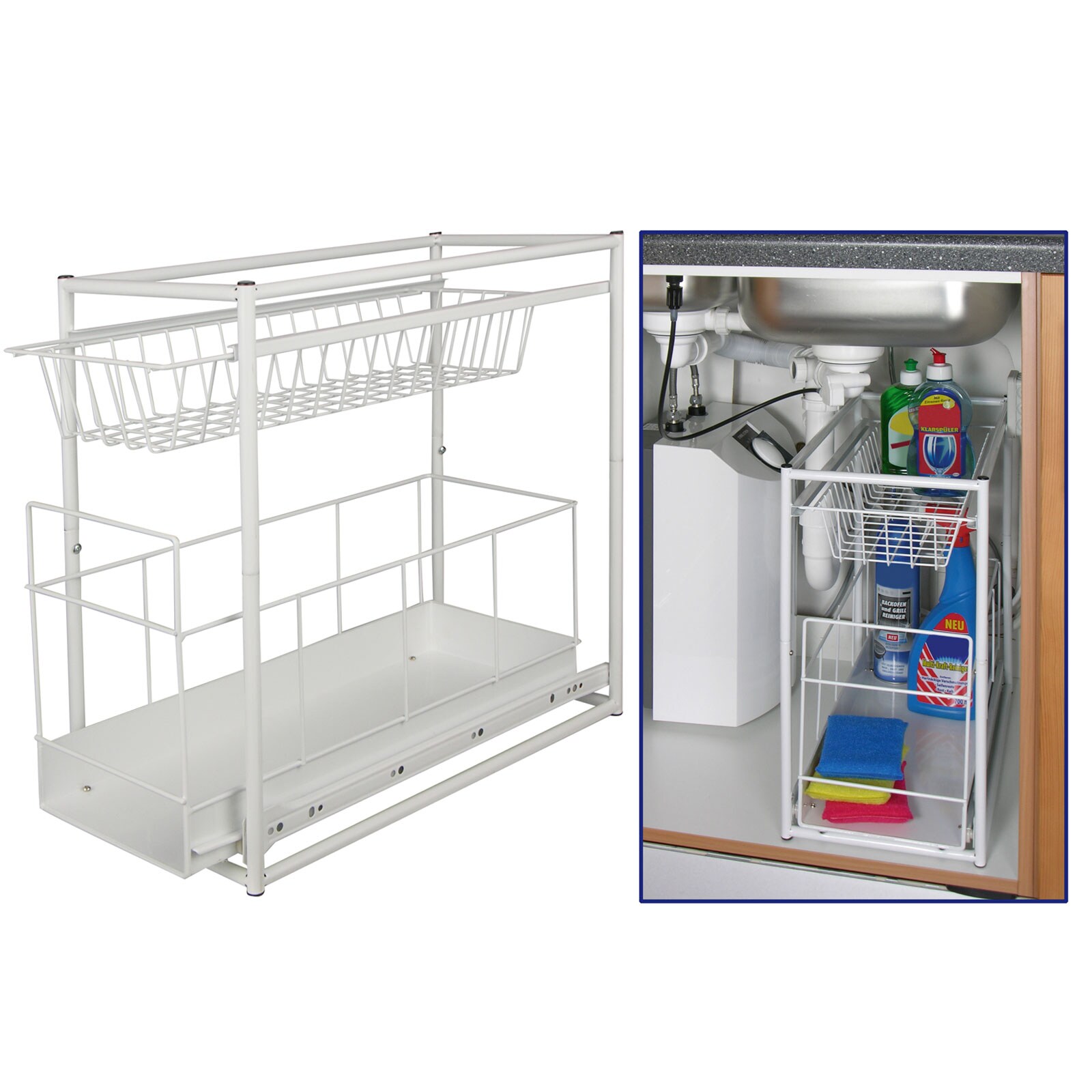 HI Teleskop Schublade Küchen Schrank Auszug Korb Einbauschublade Spülschrank | 04034127340455