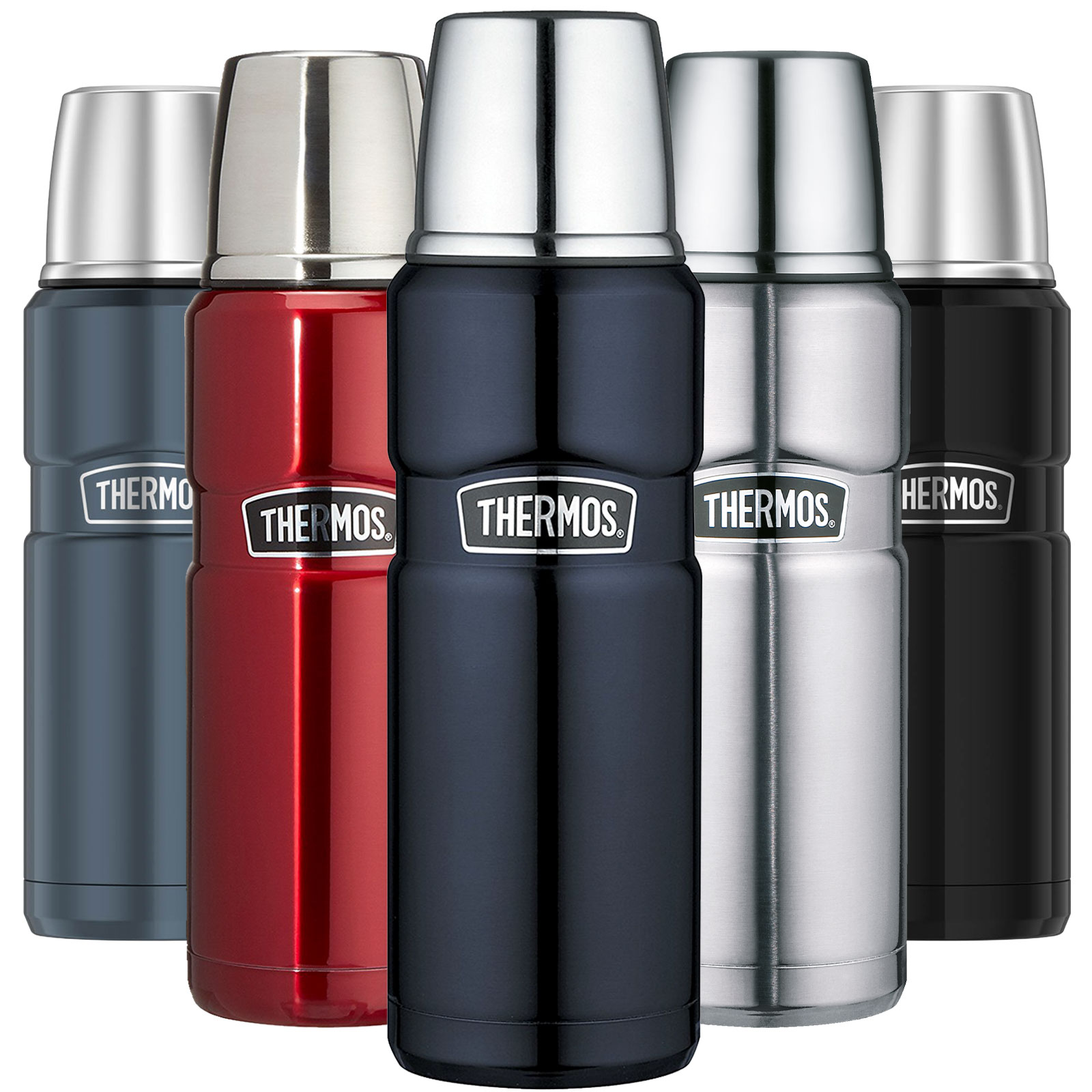 THERMOS Kanne King Isolierflasche 0,47L Flasche Isolierkanne Tee Drehverschluss Farbe: Stainless steel mat - Bild 1