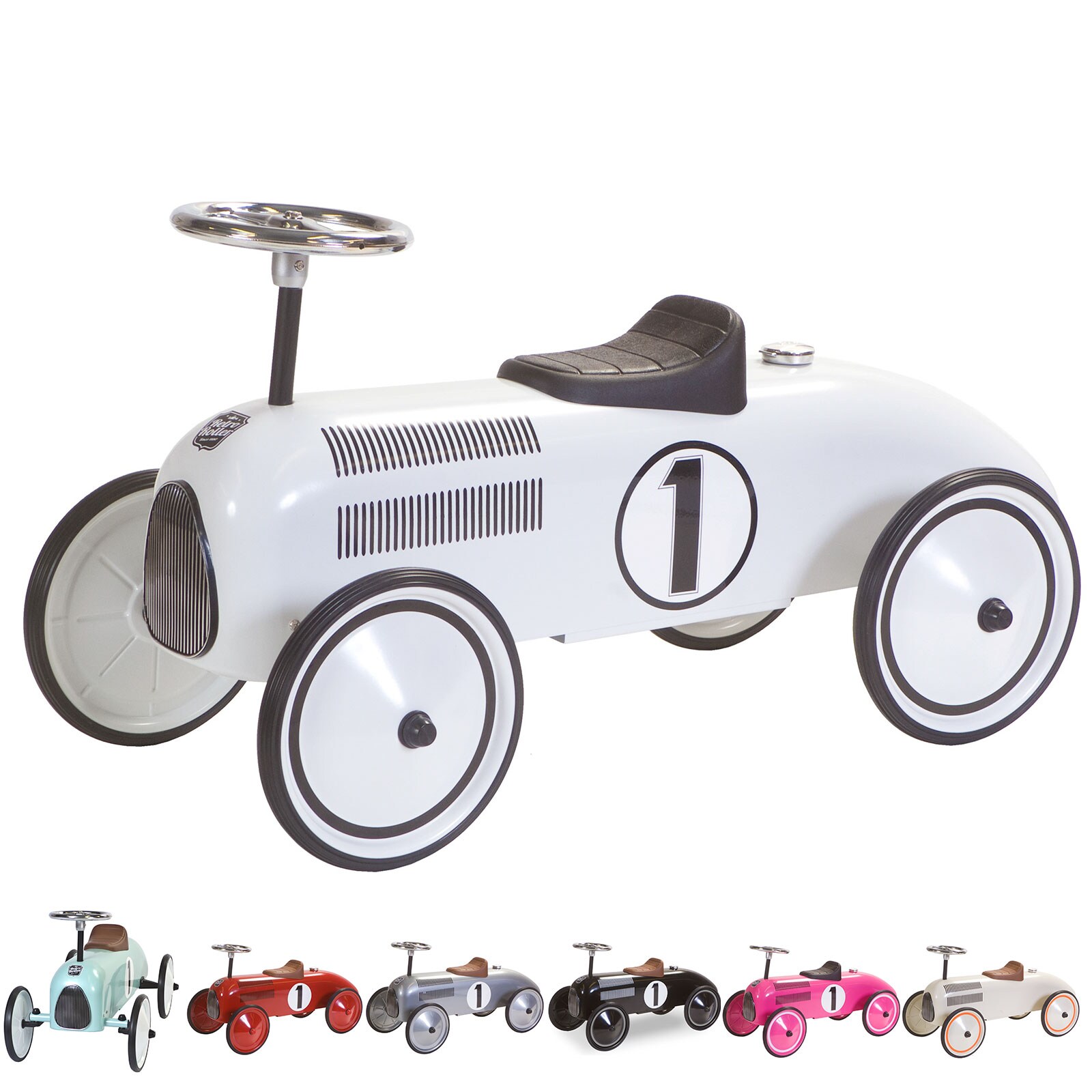 RETRO ROLLER Kinder Laufauto Rutschauto Baby Rutscher Auto Bobby Car Fahrzeug Farbe: Lewis Wei&szlig; - Bild 1
