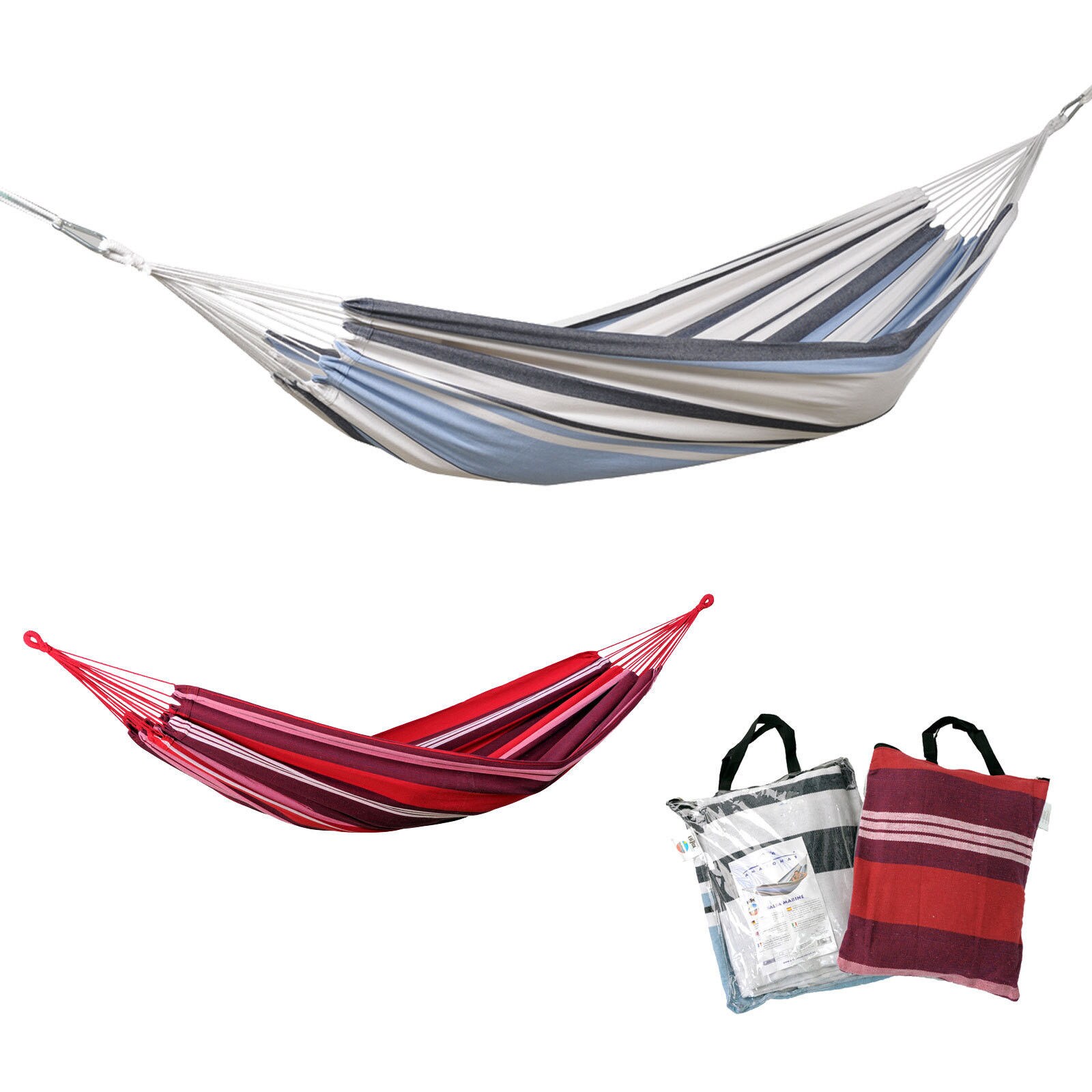 AMAZONAS Salsa XL Reise Tuch H&auml;ngematte Wetterfest Single Garten Camping 150kg Farbe: Blau - Bild 1