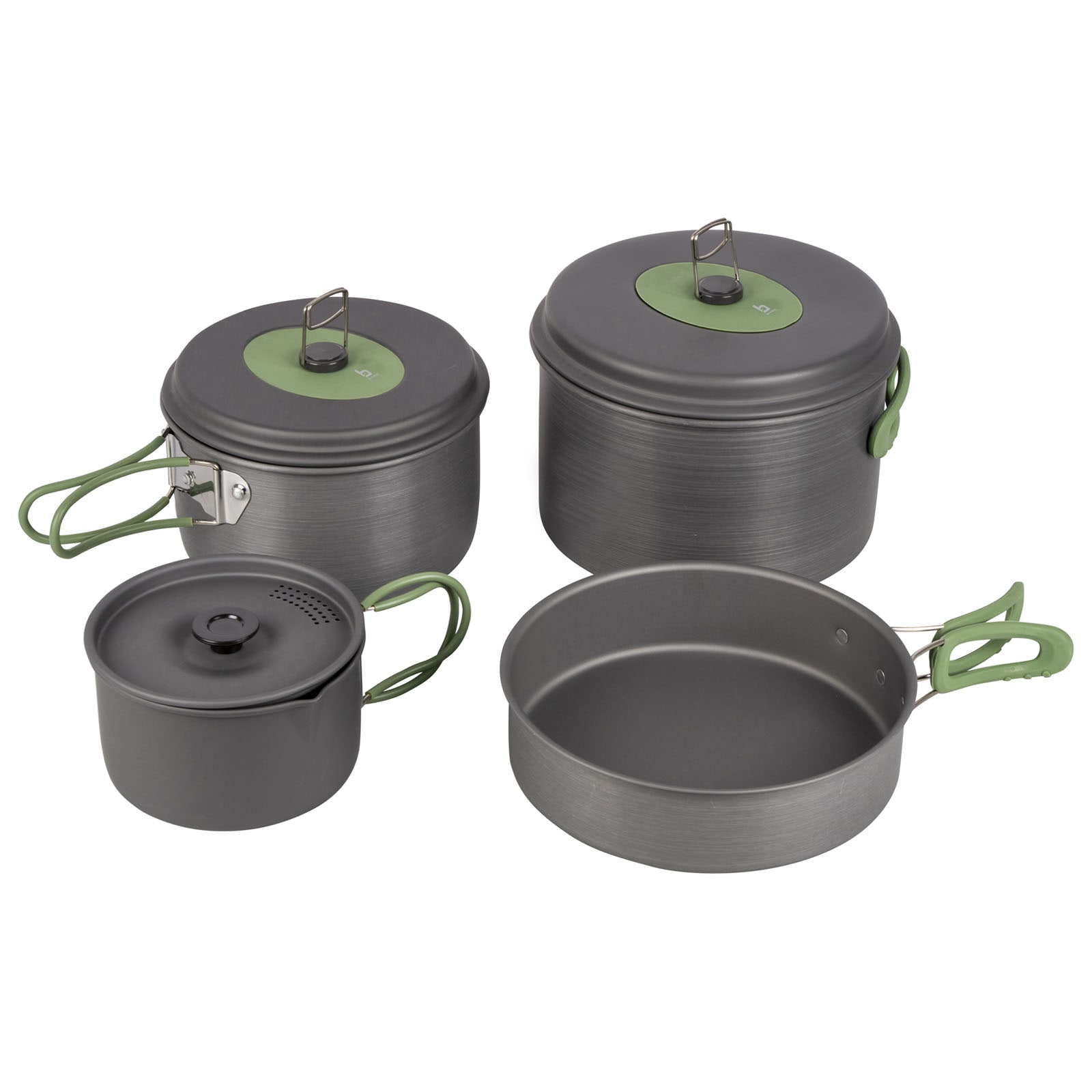 BO-CAMP Alu Kochset 4teilig Camping Koch Geschirr Topf Antihaft Pfanne Stapelbar - Bild 1