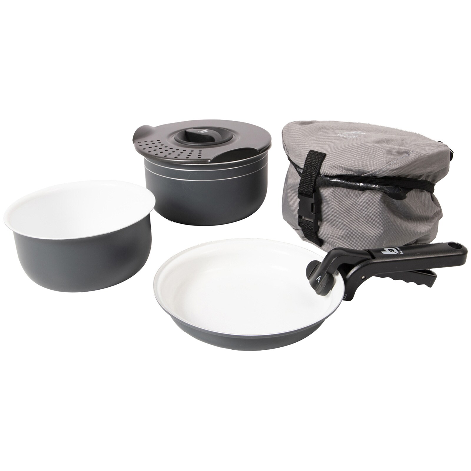 BO-CAMP Keramik Kochset 5-teilig Alu Camping Koch Geschirr Topf Antihaft Pfanne - Bild 1